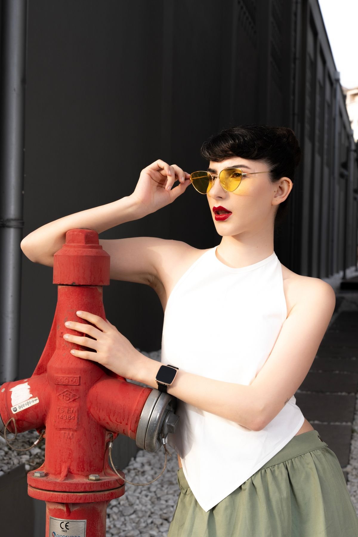 Metal Çerçeve Cateye Sarı Kadın Güneş Gözlüğü