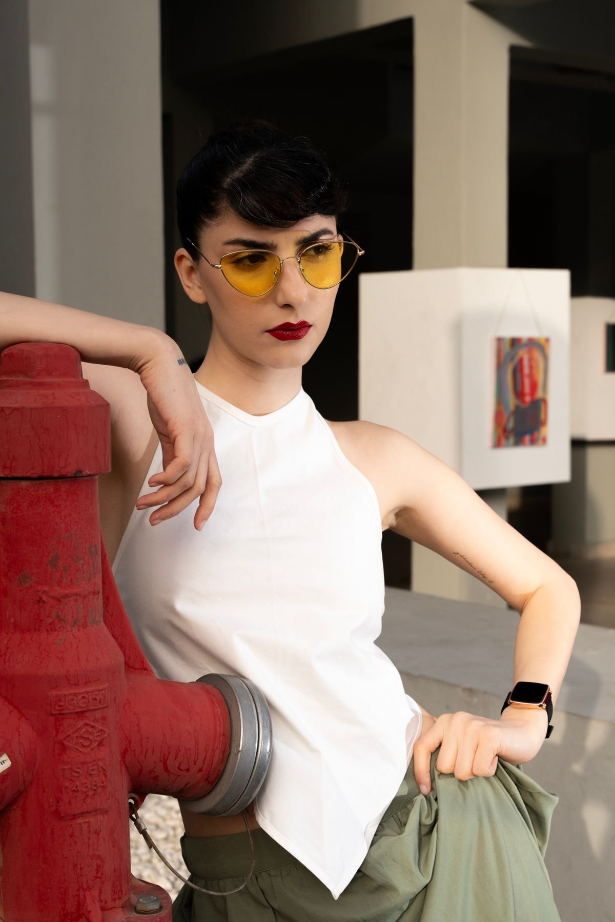 Metal Çerçeve Cateye Sarı Kadın Güneş Gözlüğü