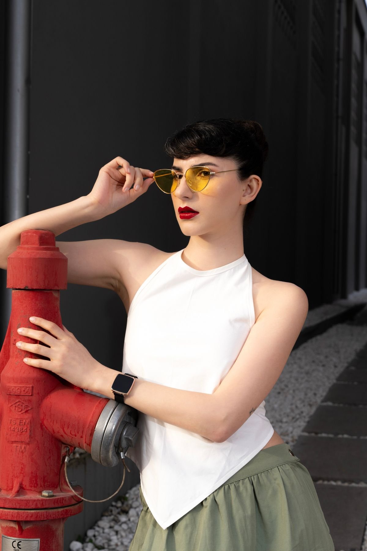 Metal Çerçeve Cateye Sarı Kadın Güneş Gözlüğü