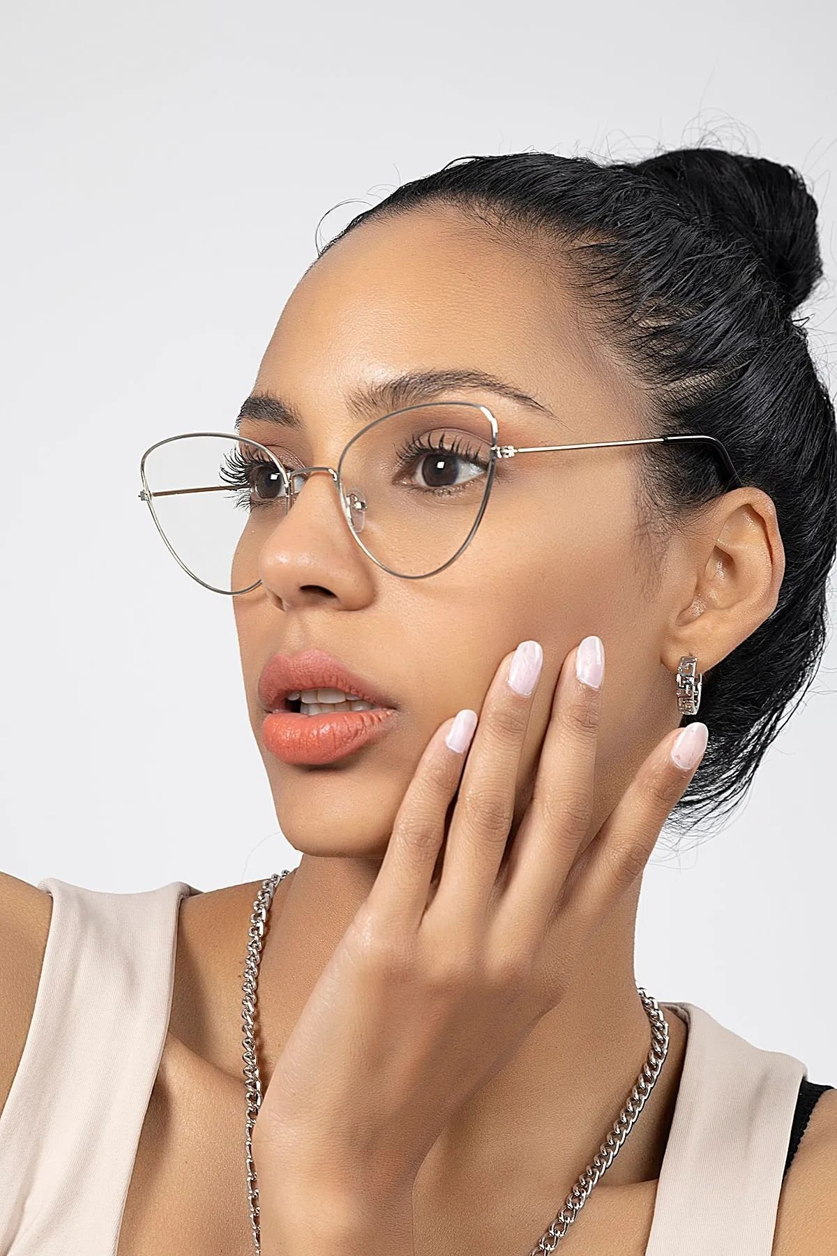 Metal Çerçeve Cateye Şeffaf Kadın Güneş Gözlüğü