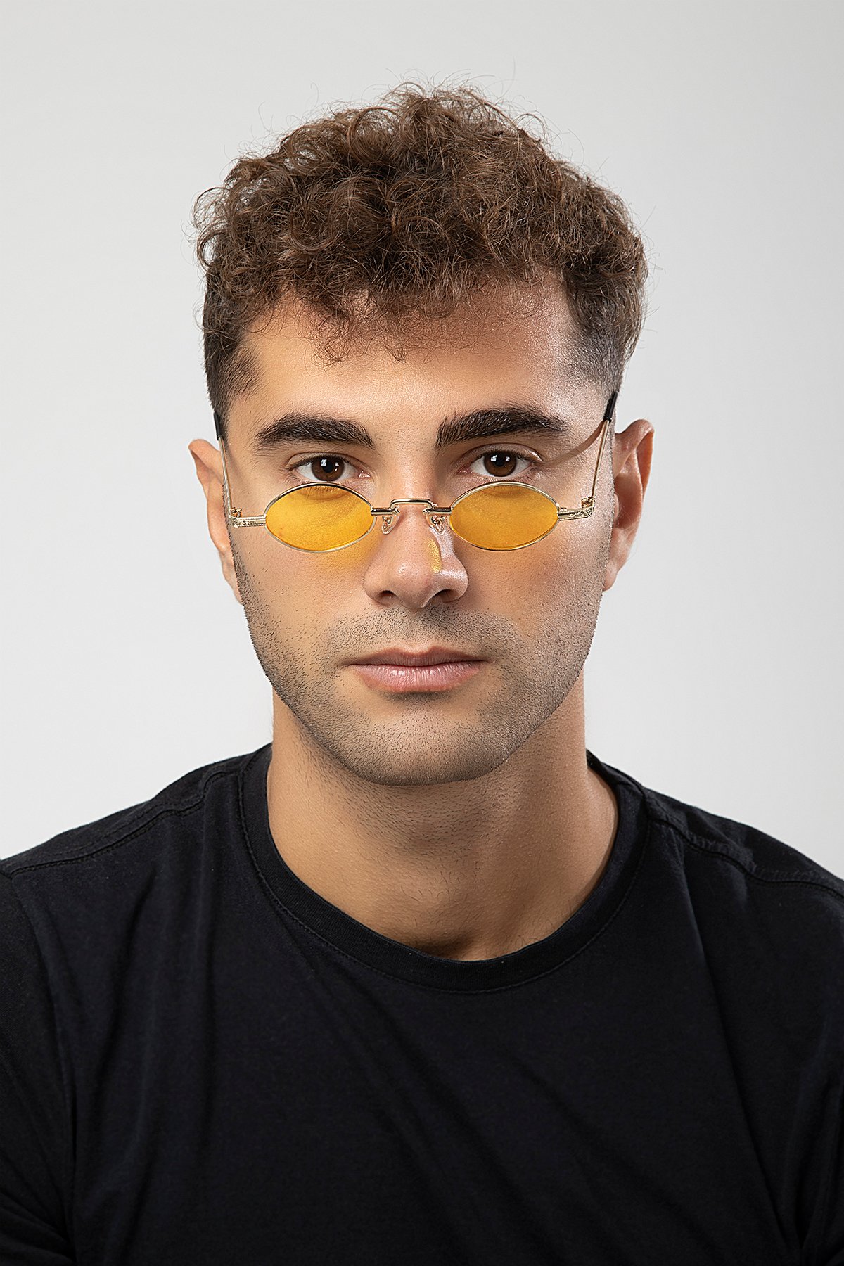 Minimal Retro Metal Elips Çerçeve Erkek Güneş Gözlüğü