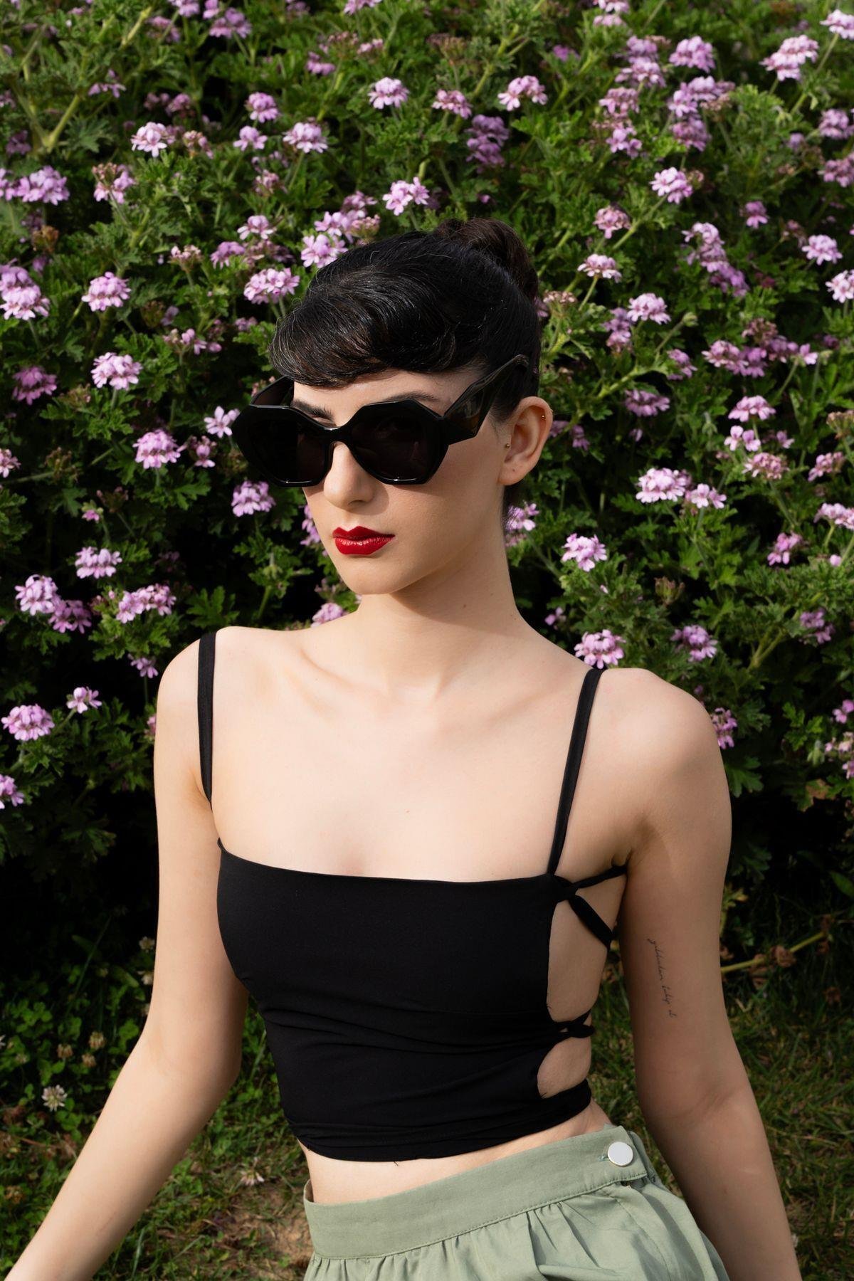 Nairobi Black Geometrik Oversize Unisex Güneş Gözlüğü