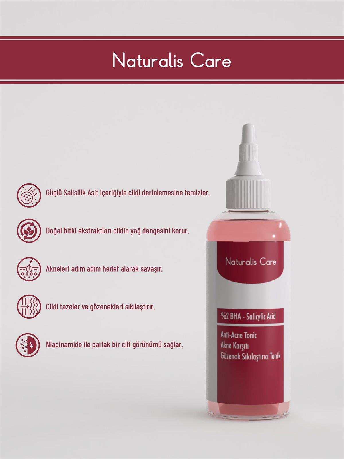 Naturalis Care 2 Bha-Salisilik Asit Gözenek Sıkılaştırıcı Akne Karşıtı Tonik 200 Ml