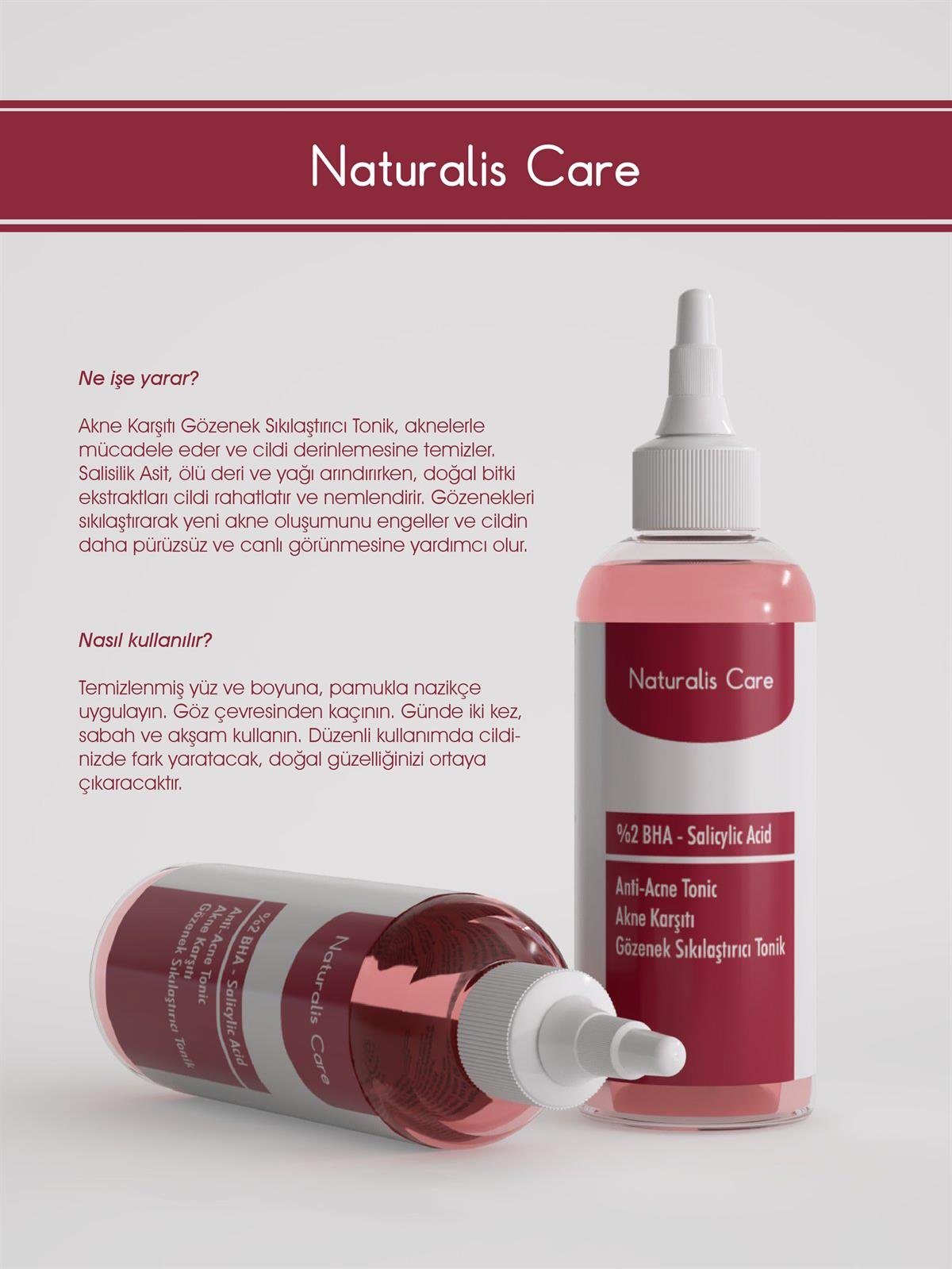 Naturalis Care 2 Bha-Salisilik Asit Gözenek Sıkılaştırıcı Akne Karşıtı Tonik 200 Ml