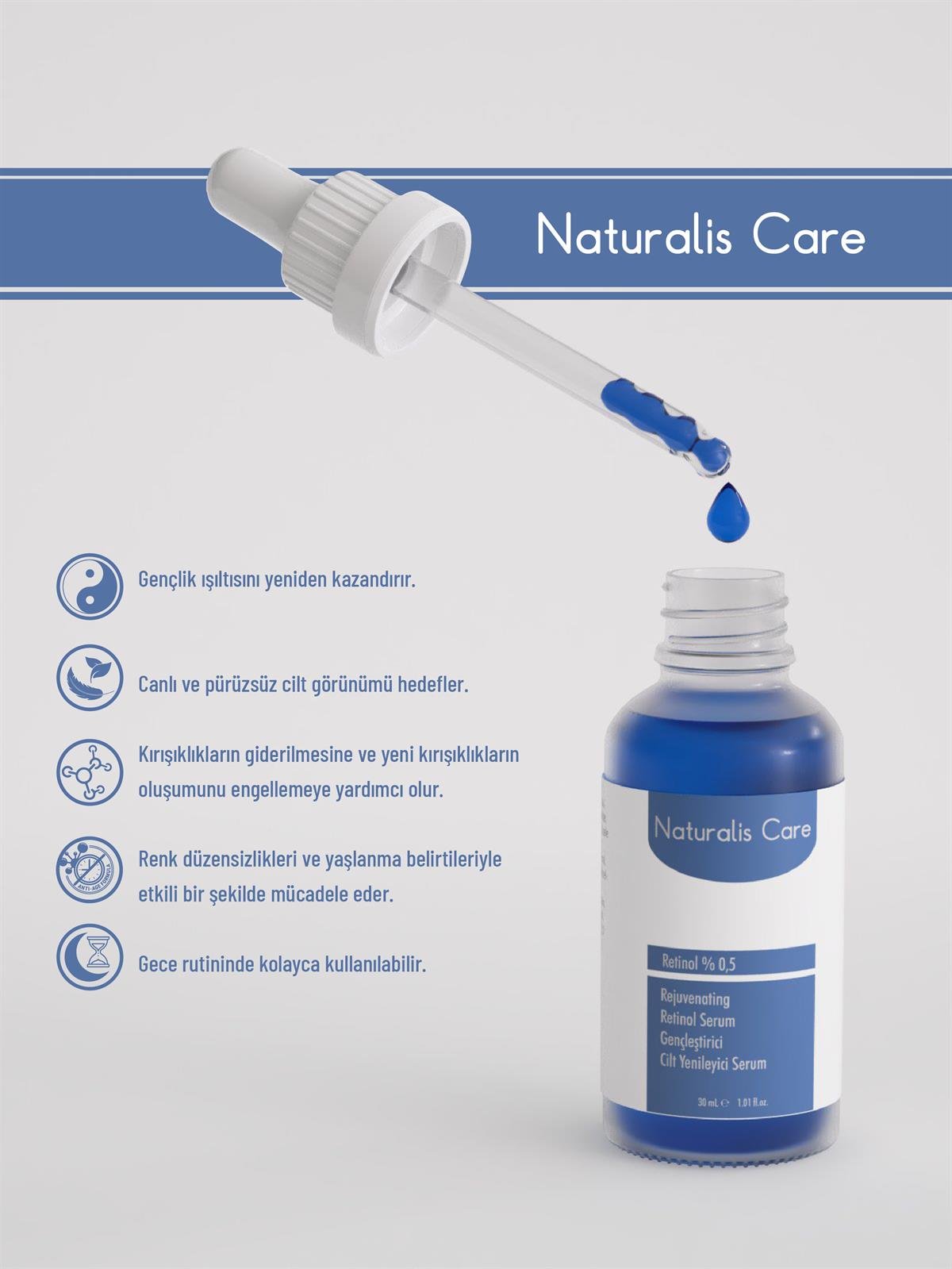 Naturalis Care Gençleştirici Cilt Yenileyici Retinol (%0,5) Serum 30 ml