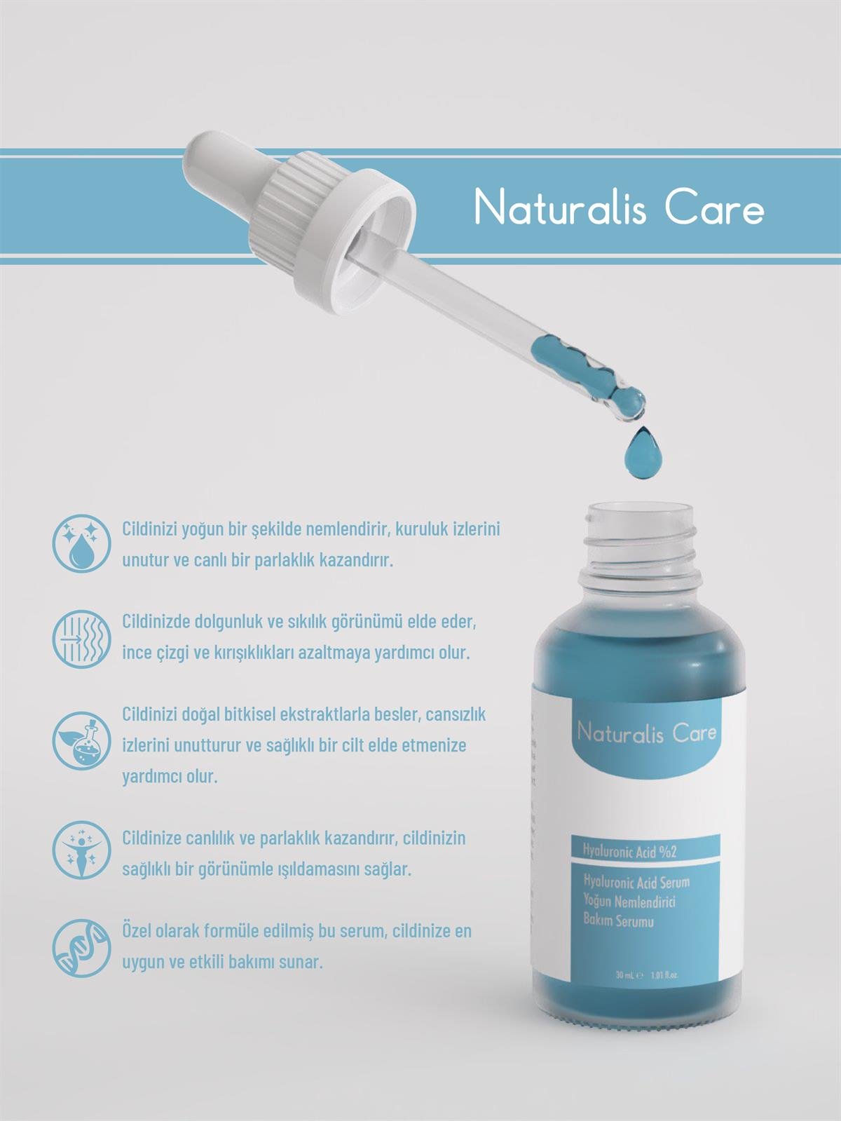 Naturalis Care Hyaluronic Acid (%2) Yoğun Nemlendirici Bakım Serumu 30 ml
