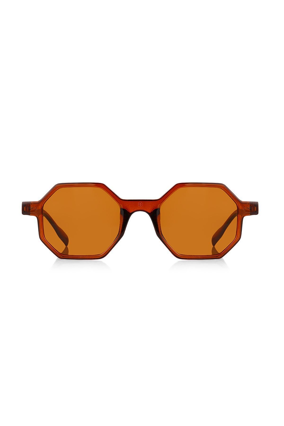 Octagon Retro Tasarım Kahverengi Sekizgen Unisex Güneş Gözlüğü