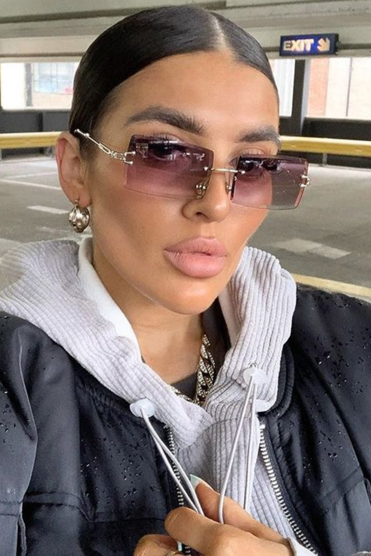 POLO55 Çerçevesiz Kristal Kesim Dikdörtgen Kadın Güneş Gözlüğü