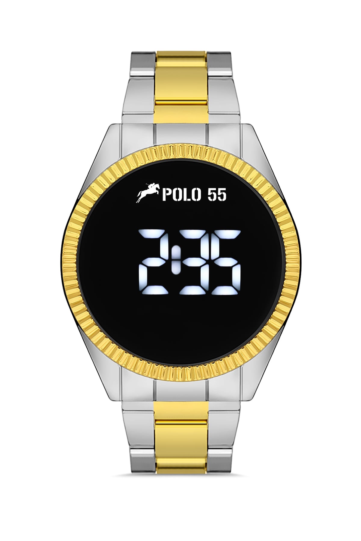 POLO55 Gold-Gümüş Dokunmatik Dijital Metal Kordon Erkek Kol Saati