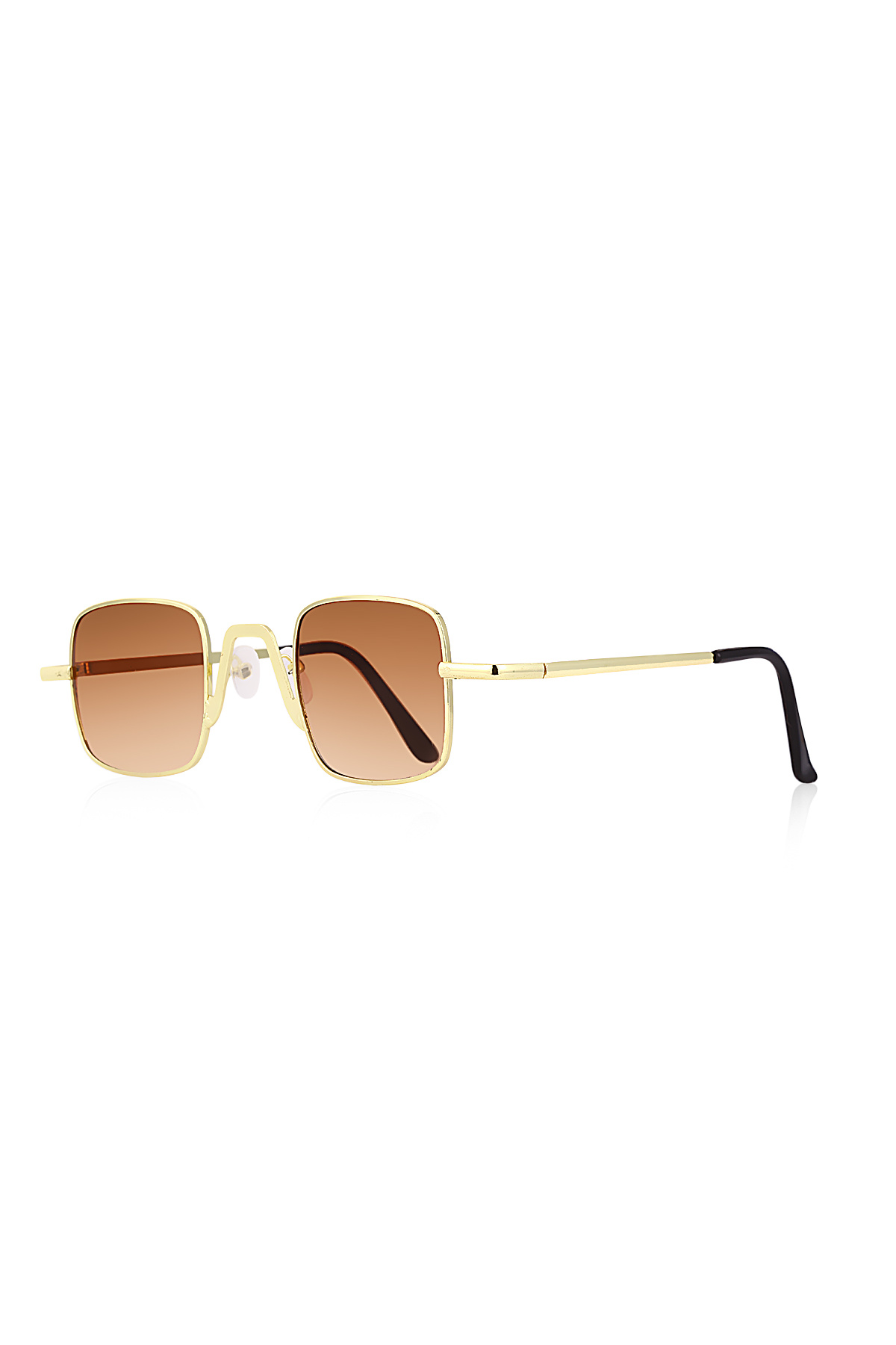 Polo55 Gold Metal Çerçeve Kare Retro Tasarım Kadın Güneş Gözlüğü