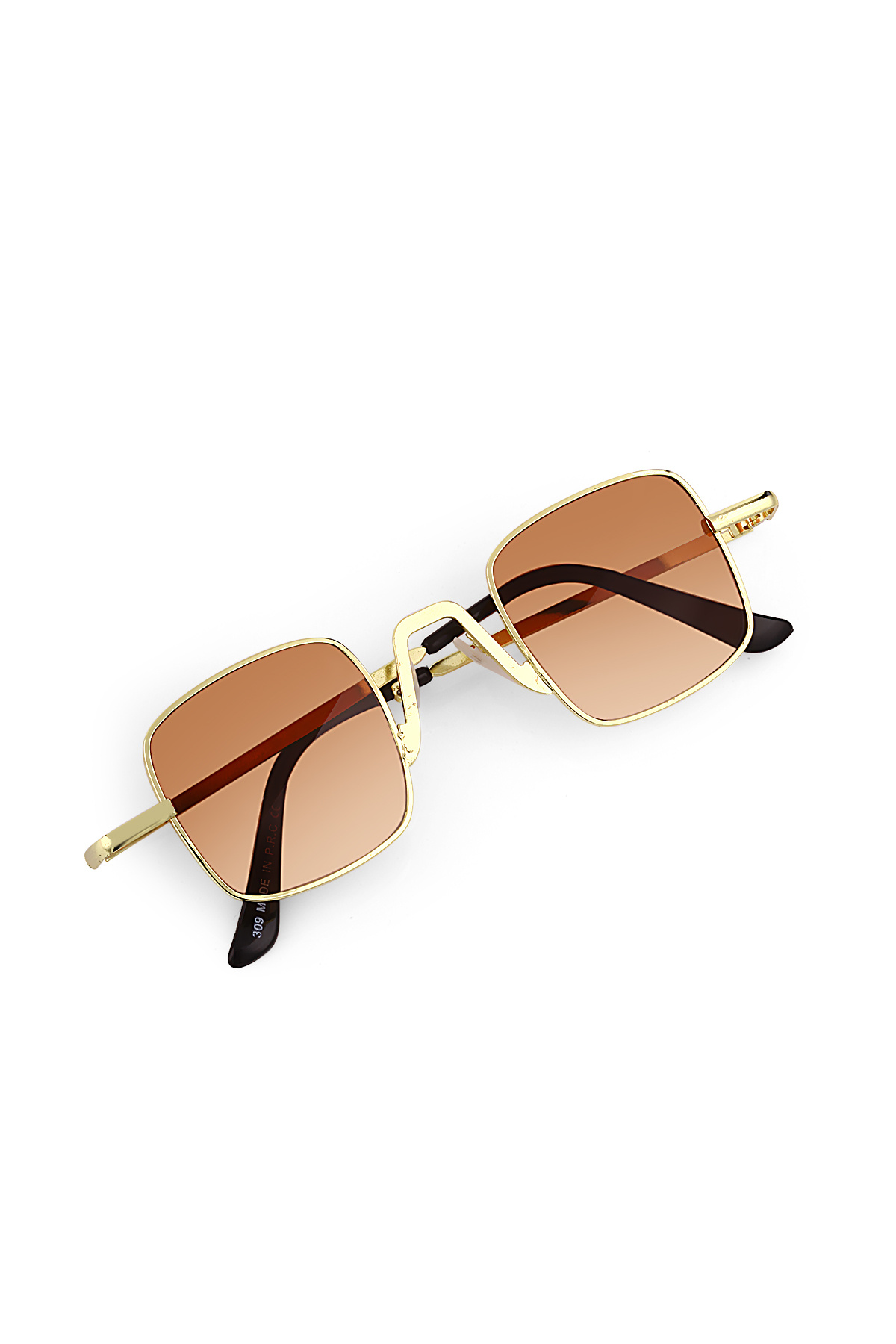 Polo55 Gold Metal Çerçeve Kare Retro Tasarım Kadın Güneş Gözlüğü