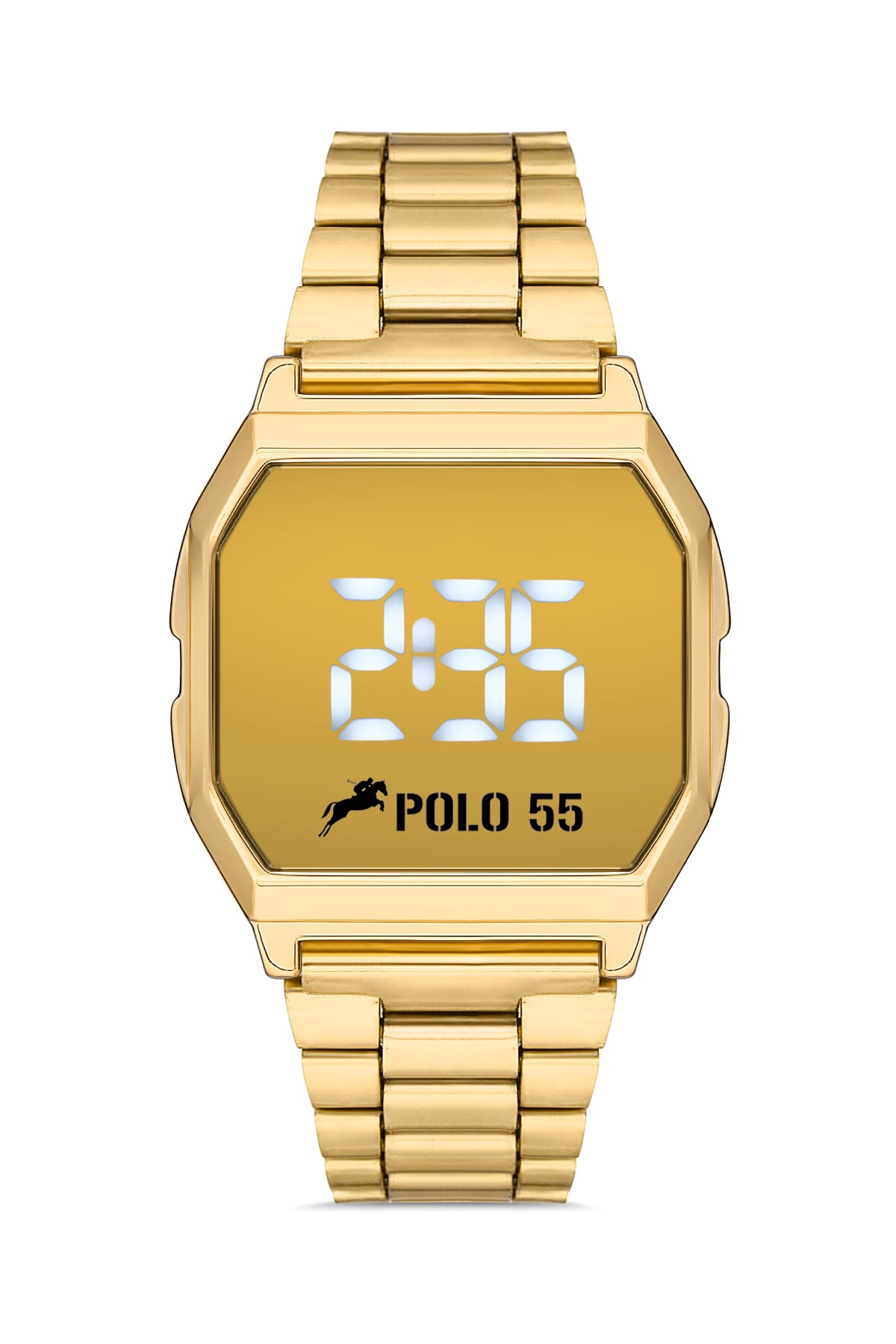 POLO55 Gold Zamansız Tasarım Dokunmatik Dijital Metal Kordon Retro Kadın Kol Saati