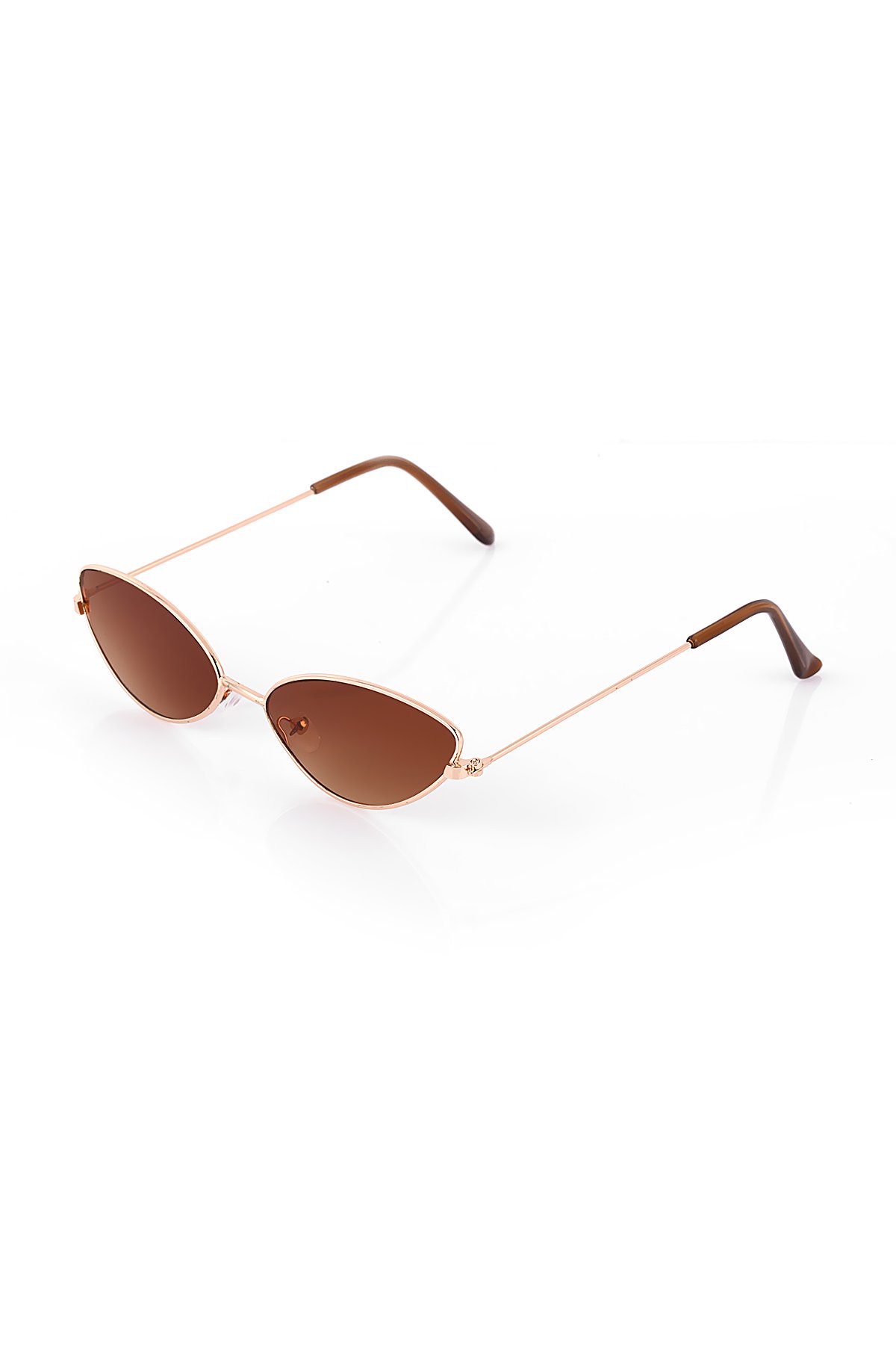 POLO55 Kahverengi Camlı Küçük Metal Cat Eye Kadın Güneş Gözlüğü