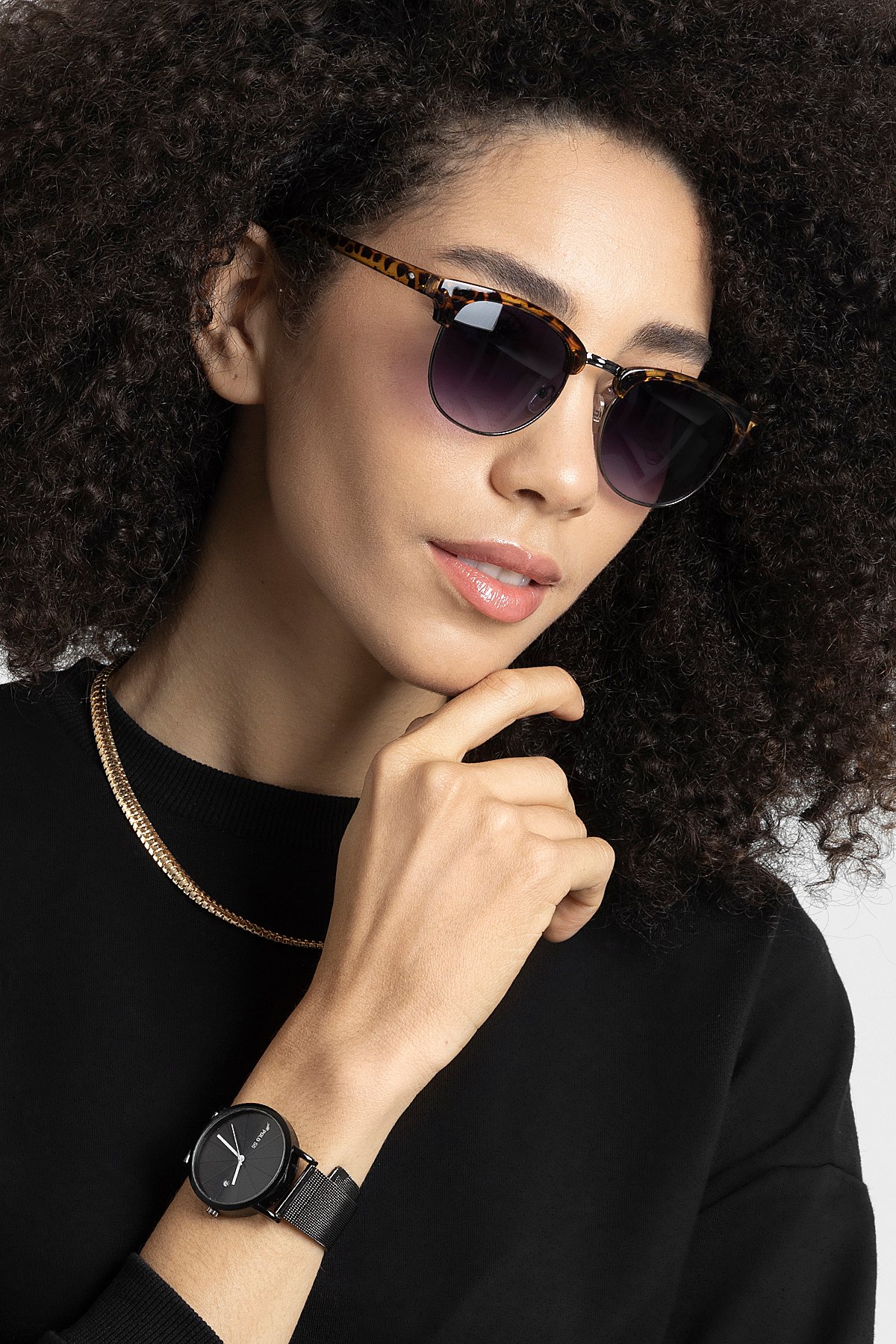 POLO55 Leopar  Clubmaster Kadın Güneş Gözlüğü