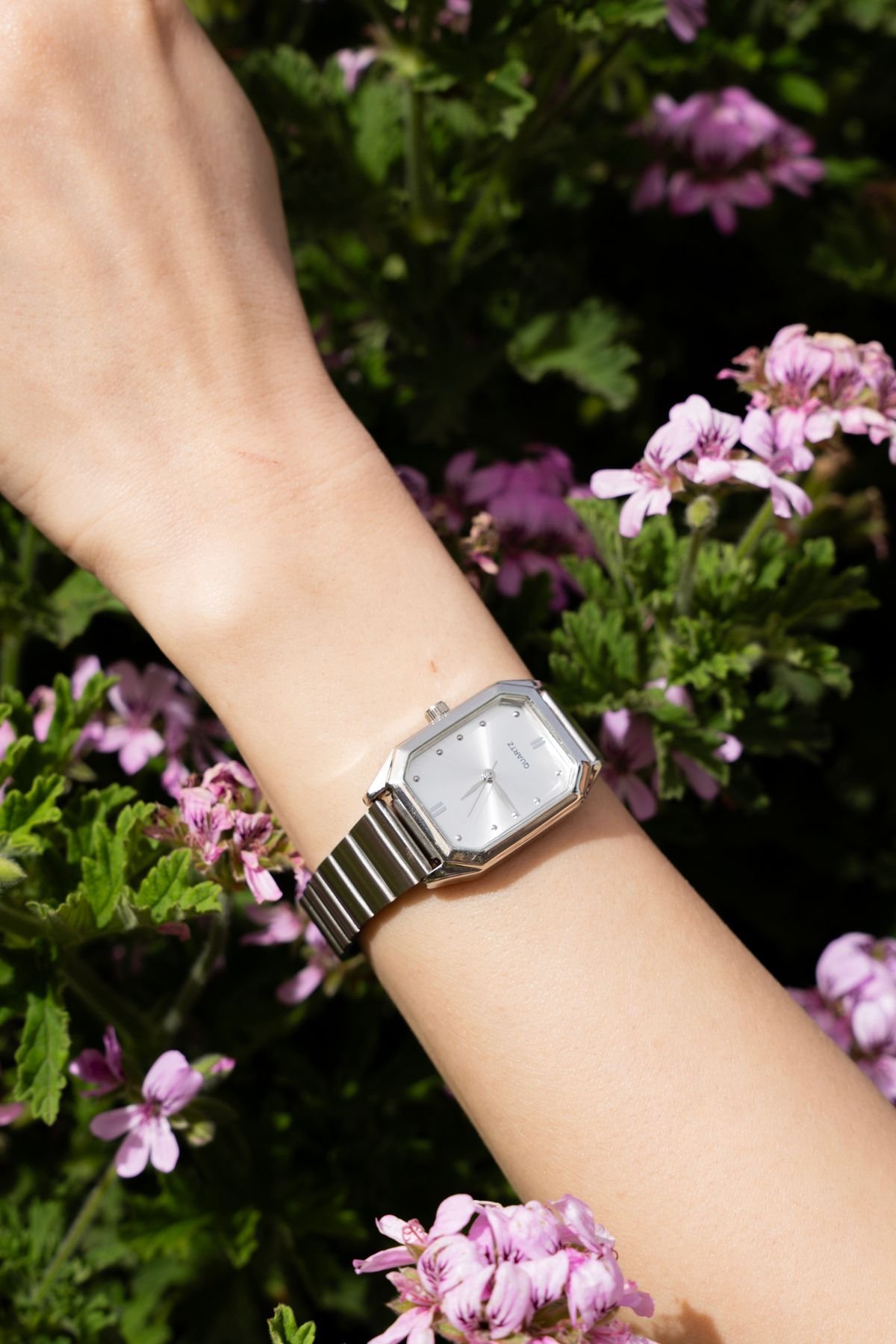 POLO55 Minimal Dikdörtgen Ayarlanabilir Kordon Gümüş Renk Kadın Kol Saati