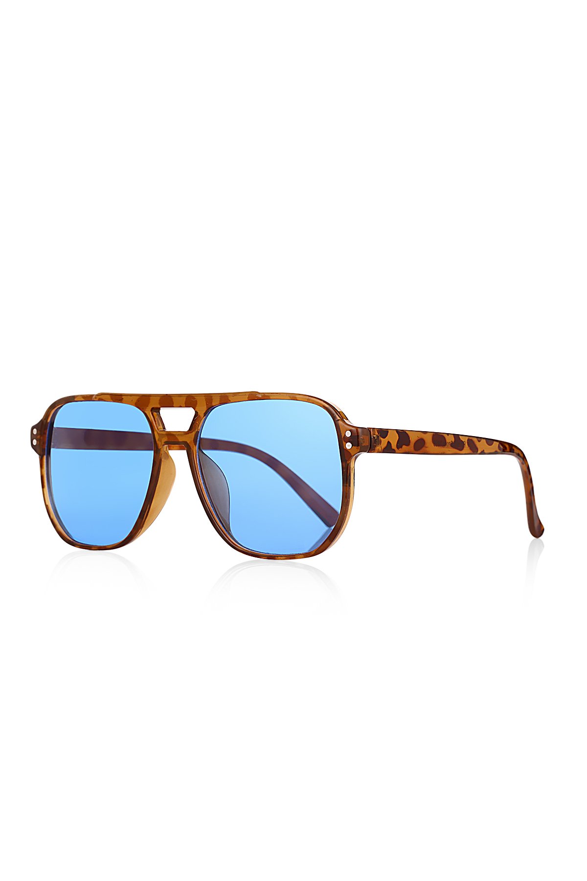 Polo55 Mod Pilot Maxi Leopar Mavi Kadın Güneş Gözlüğü