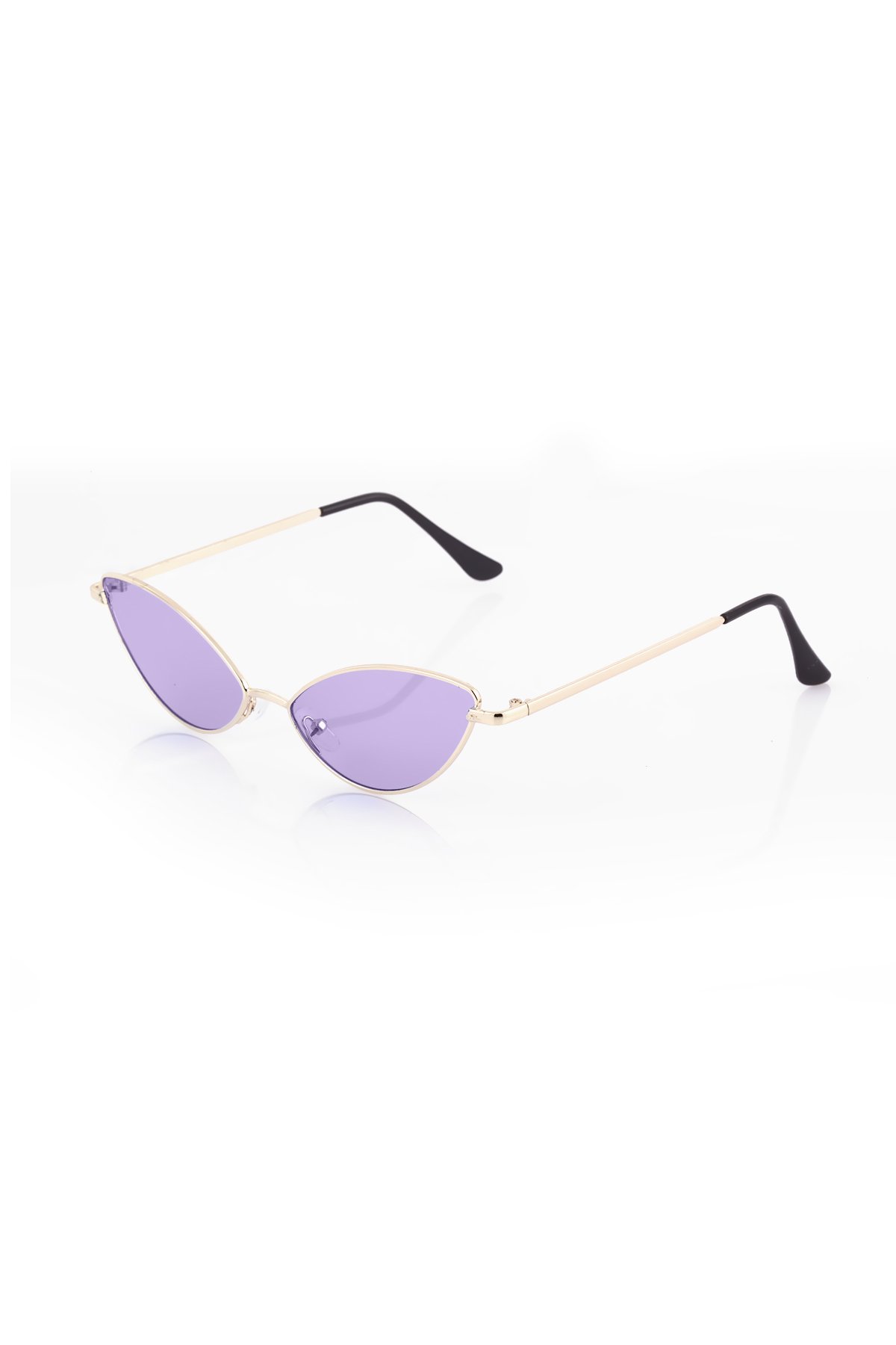 POLO55 Mor Camlı Metal Çerçeveli Küçük Cat Eye Kadın Güneş Gözlüğü