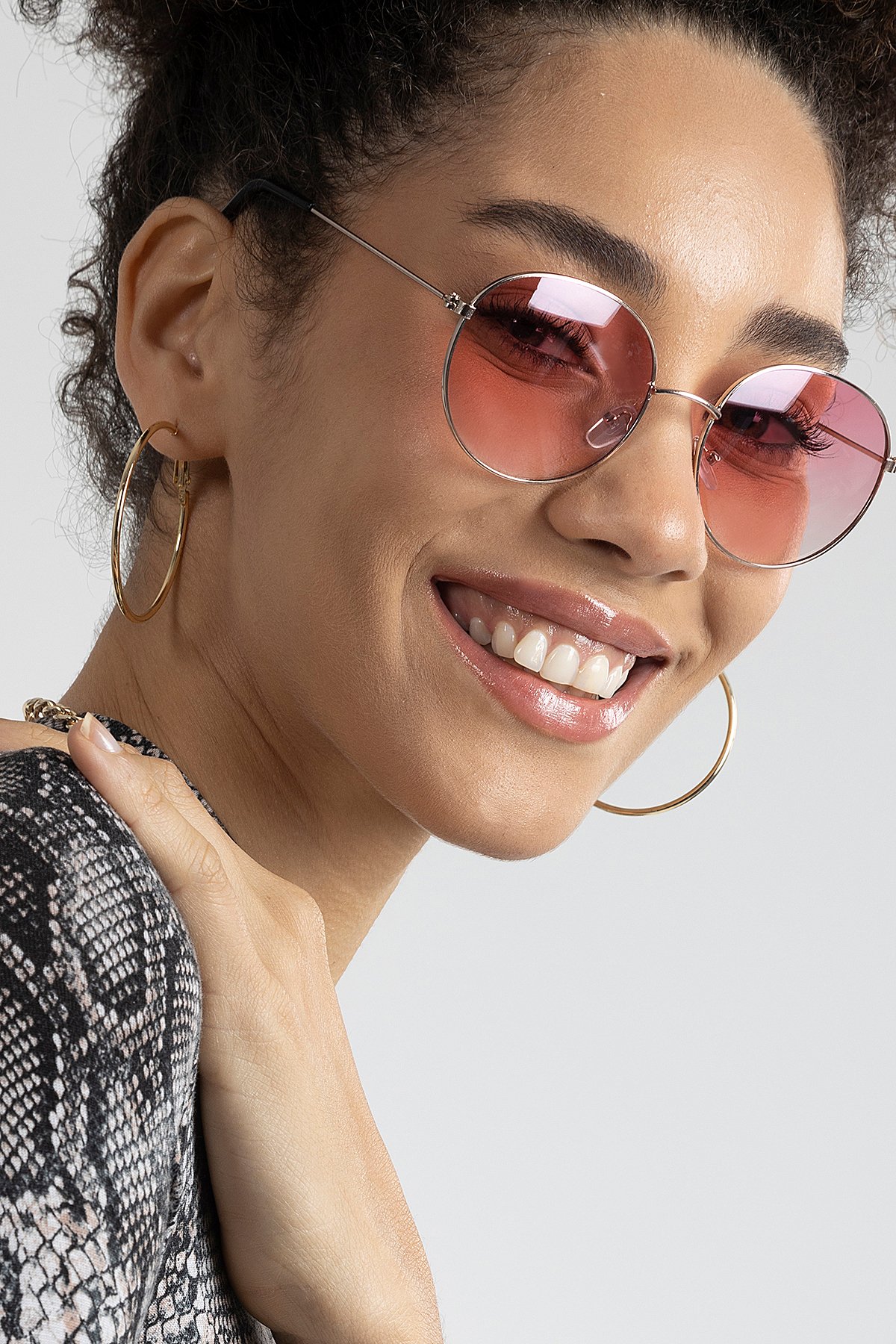 POLO55 Pembe Yuvarlak Camlı Kadın Güneş Gözlüğü