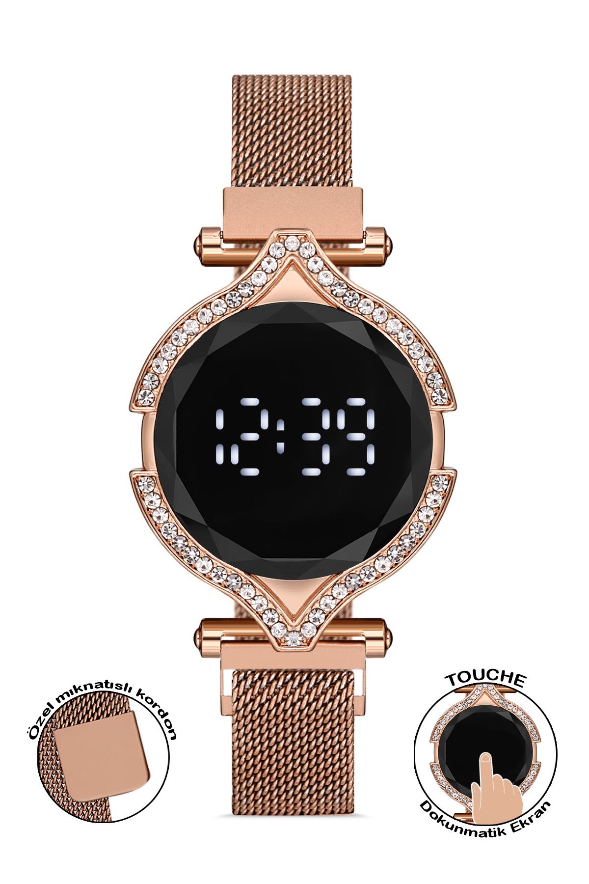 Polo55 Plkdd002r01 Rose Gold Renkli Dokunmatik Kadın Kol Saati PLKDD002