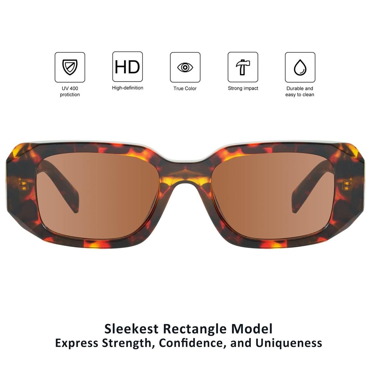 POLO55 Retro Dikdörtgen Model Elmas Kesim Sap Güneş Gözlüğü