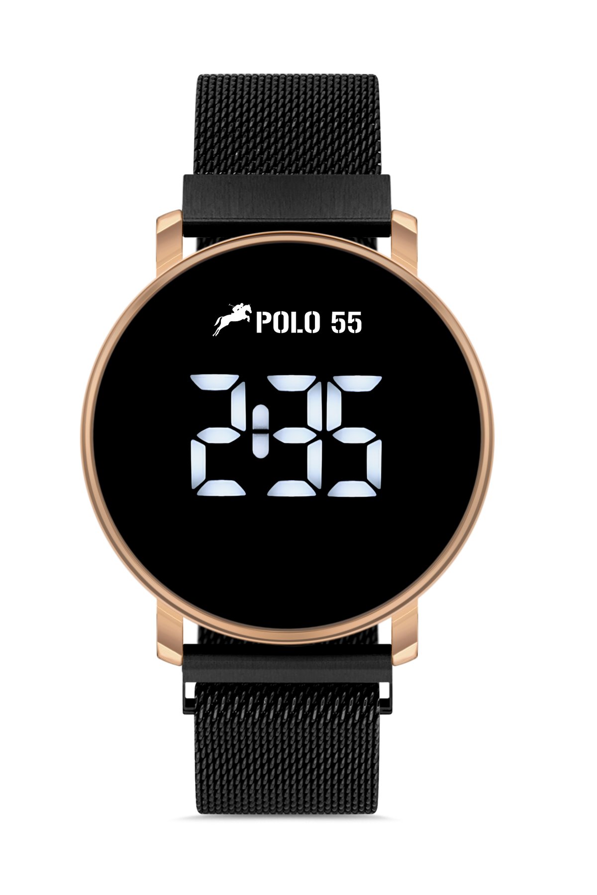 POLO55 Rose-Gold Dokunmatik Dijital Hasır Kordon Kadın Kol Saati