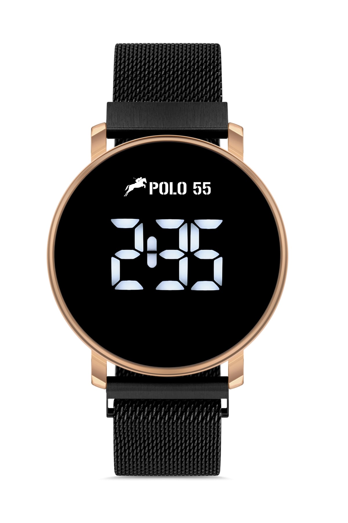 POLO55 Rose-Gold Dokunmatik Dijital Hasır Kordon Erkek Kol Saati