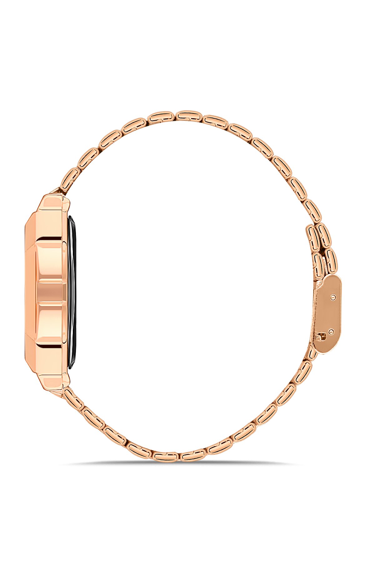 POLO55 Rose-Gold Zamansız Tasarım Dokunmatik Dijital Metal Kordon Retro Kadın Kol Saati
