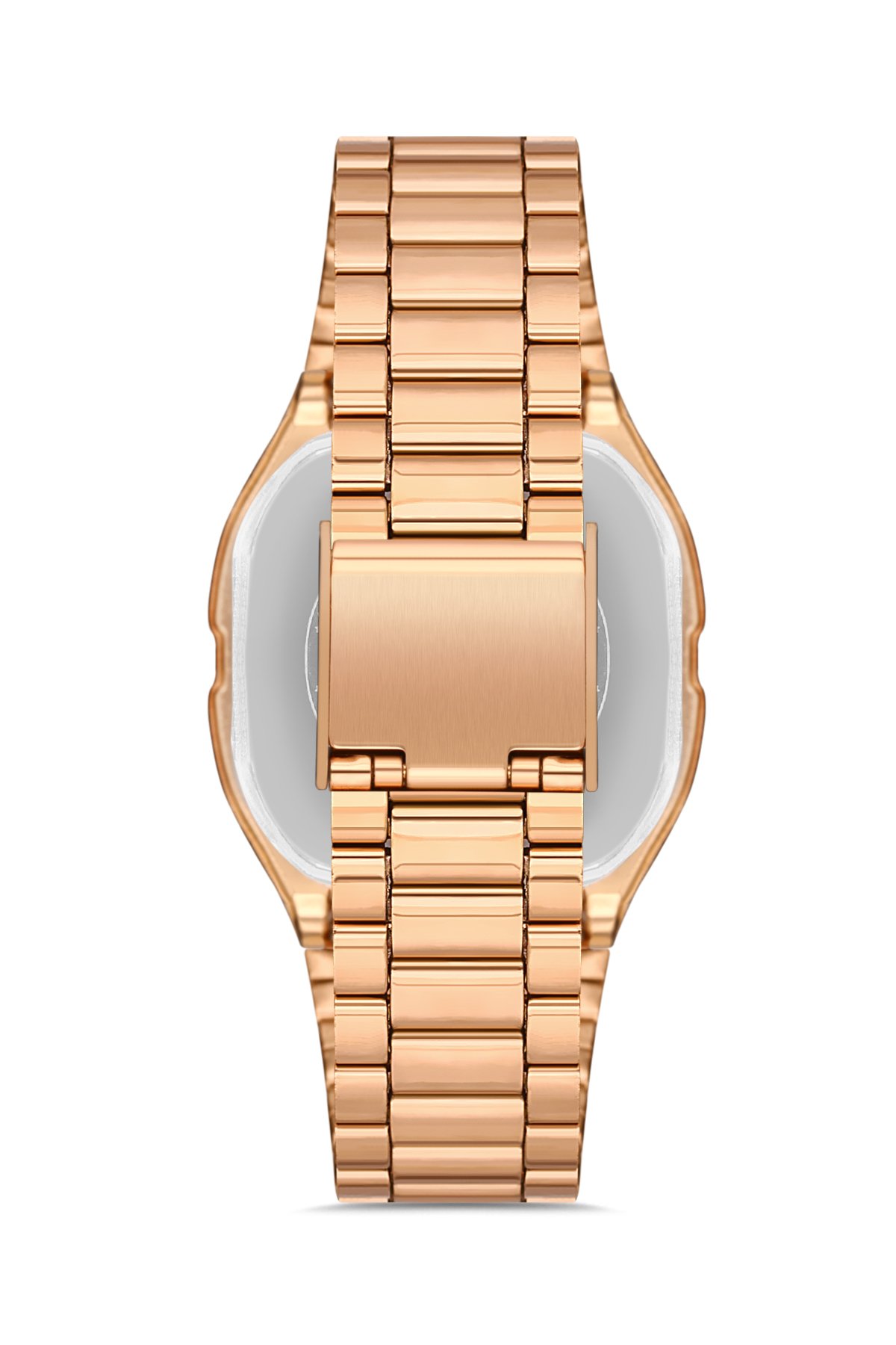 POLO55 Rose-Gold Zamansız Tasarım Dokunmatik Dijital Metal Kordon Retro Kadın Kol Saati