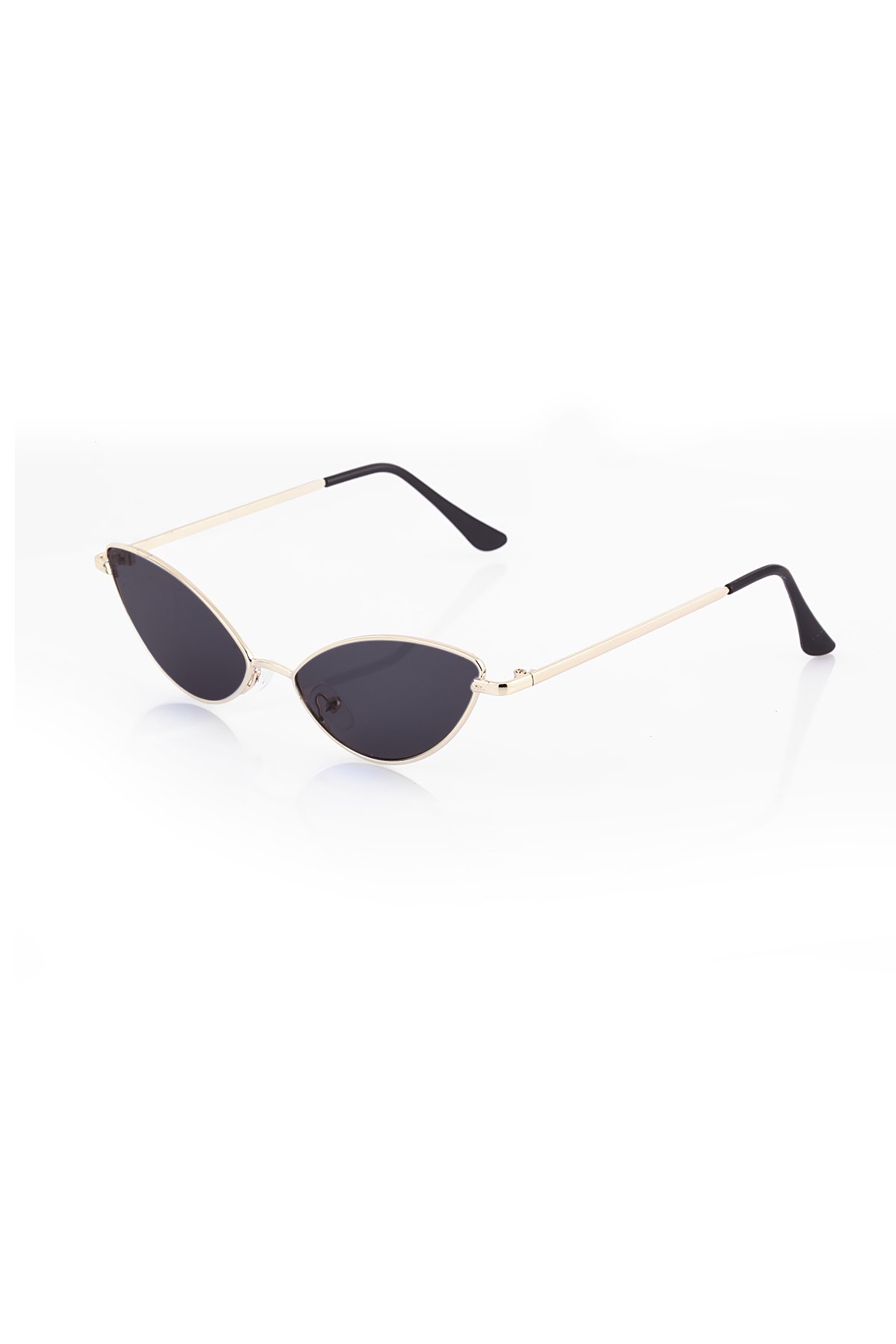 POLO55 Siyah Camlı Gold Metal Çerçeveli Küçük Cat Eye Kadın Güneş Gözlüğü