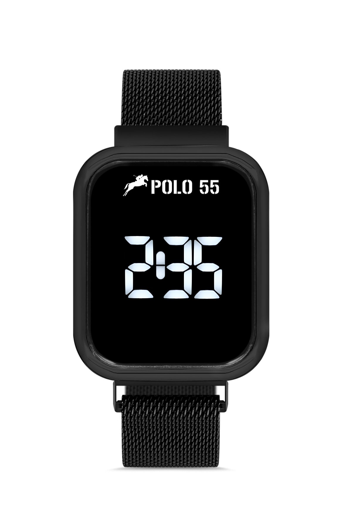 POLO55 Siyah Kare Dokunmatik Hasır Kordon Erkek Kol Saati