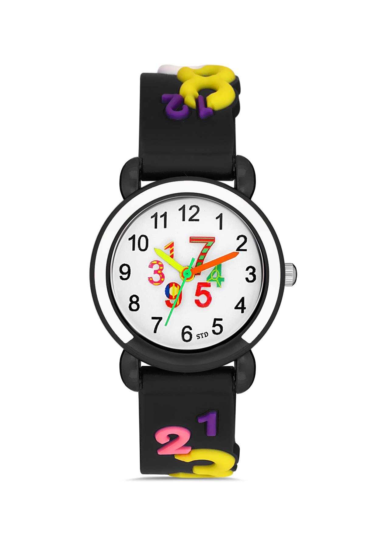 Polo55  Siyah Renkli Figürlü Kordon Analog Çocuk Kol Saati