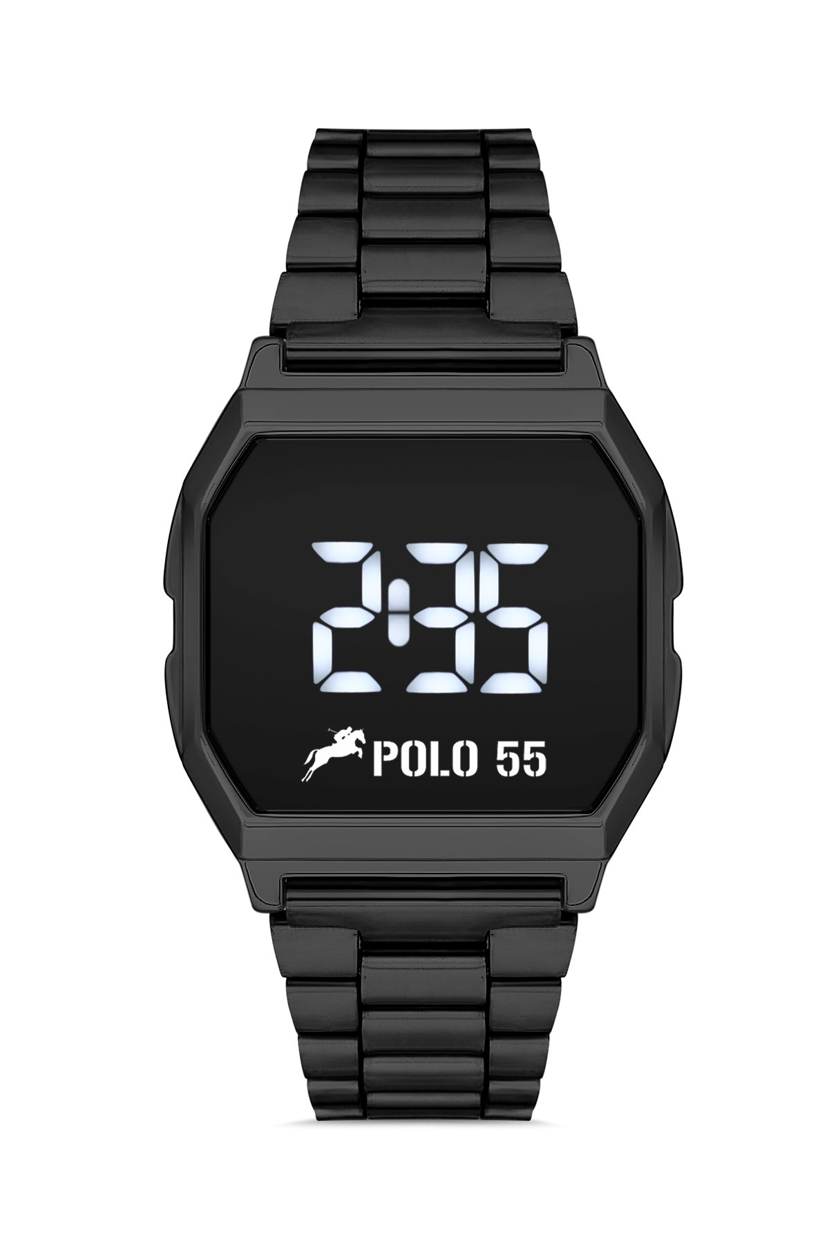 POLO55 Siyah Zamansız Tasarım Dokunmatik Dijital Metal Kordon Retro Kadın Kol Saati