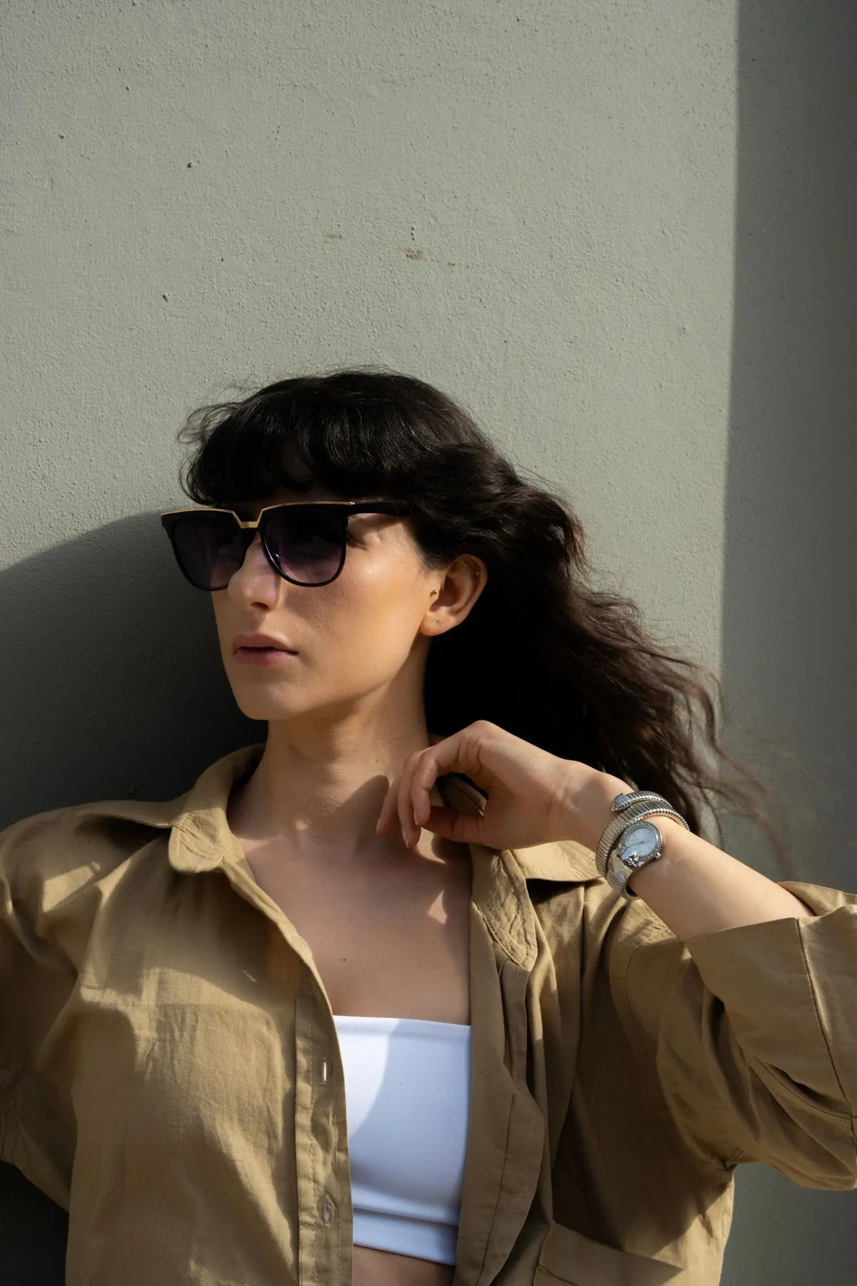 POLO55 Timeless Zamansız Tasarım Metal Detaylı Siyah Kadın Güneş Gözlüğü