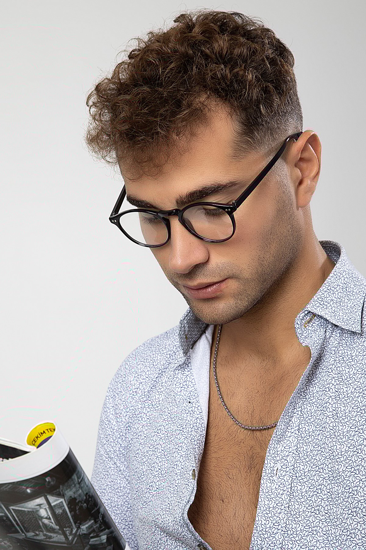 POLO55 Yuvarlak Anahtar Model Erkek B-Block Mavi Işık Korumalı Gözlük