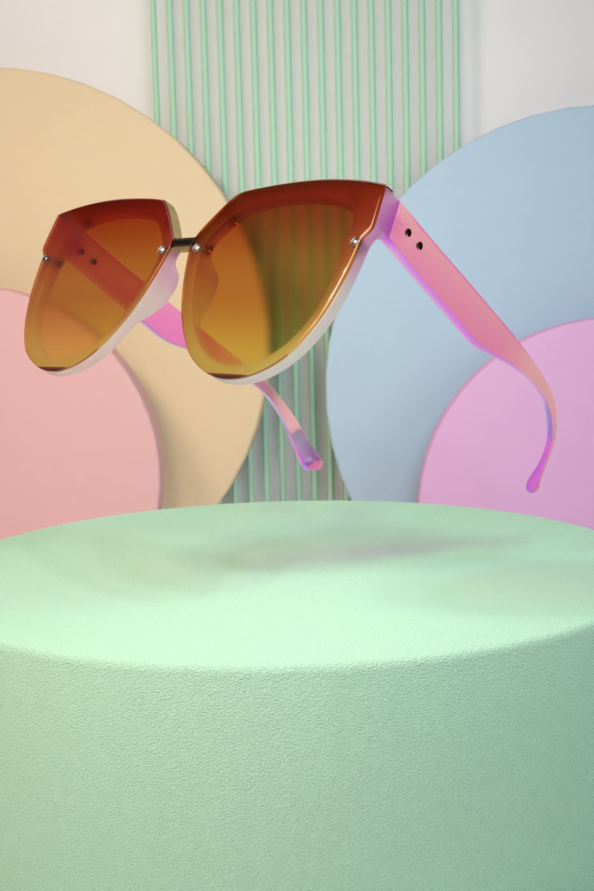 POLO55 ZEY  Pembe Güneş Gözlüğü - Pink Sunglasses