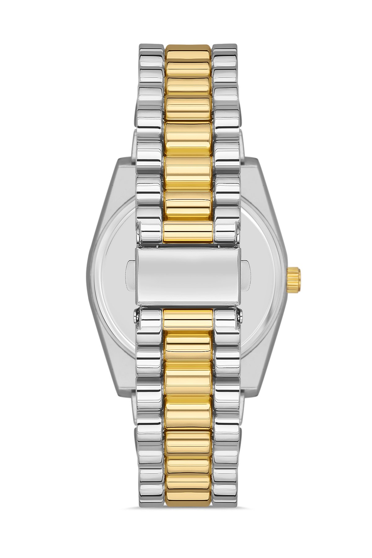 POLO55 Zirkon Taşlı Takvim Göstergeli Unisex Metal Kordon Kol Saati PLUM003R011