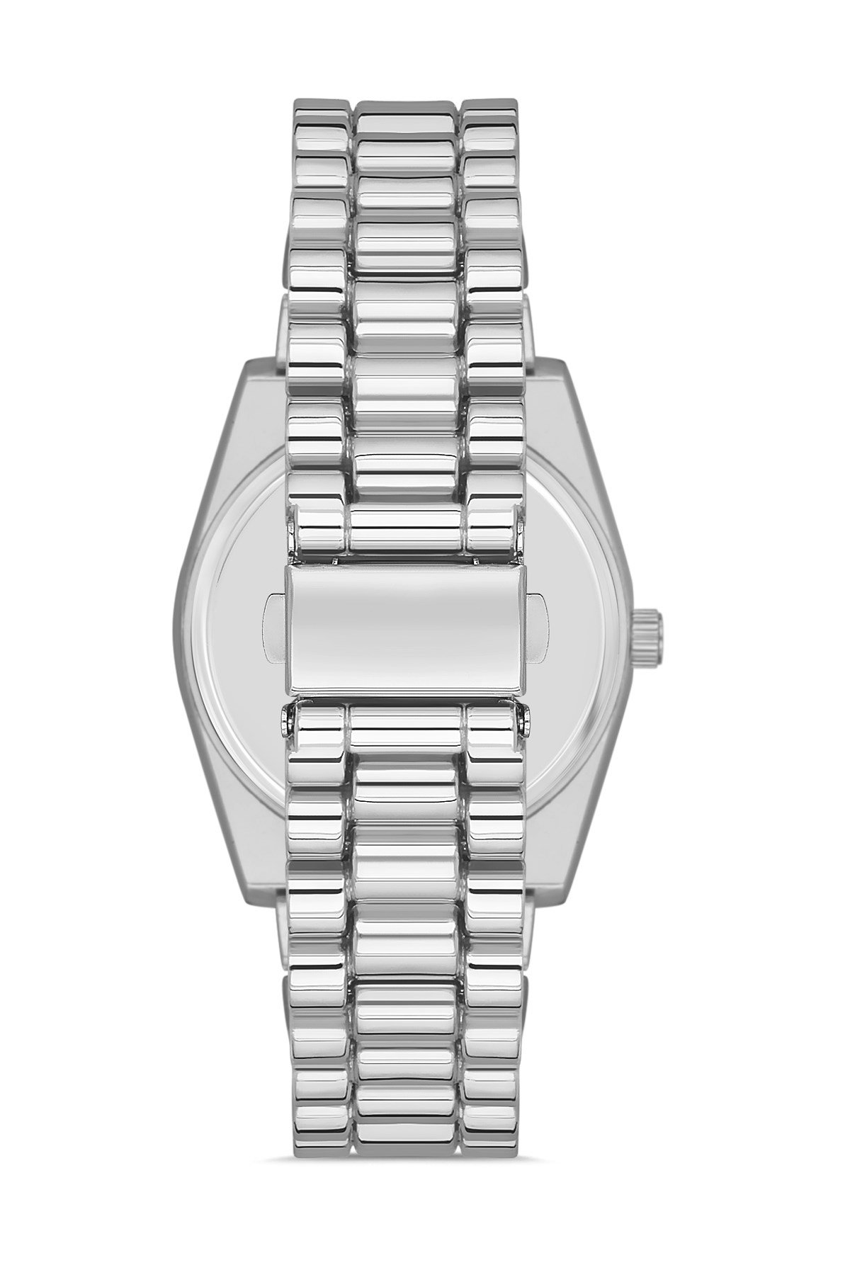 POLO55 Zirkon Taşlı Takvim Göstergeli Unisex Metal Kordon Kol Saati PLUM003R004