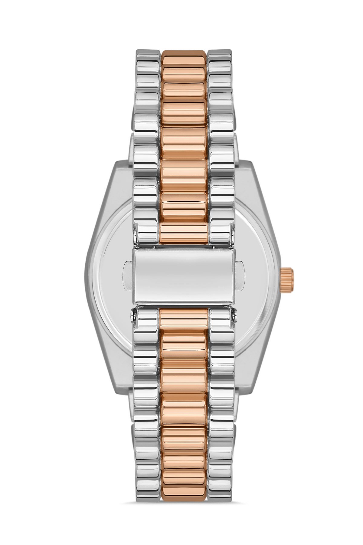 POLO55 Zirkon Taşlı Takvim Göstergeli Unisex Metal Kordon Kol Saati PLUM003R007