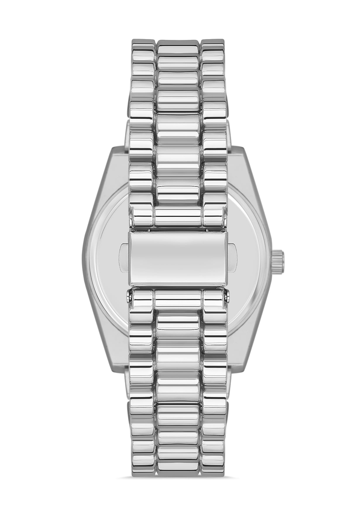 POLO55 Zirkon Taşlı Takvim Göstergeli Unisex Metal Kordon Kol Saati PLUM003R005