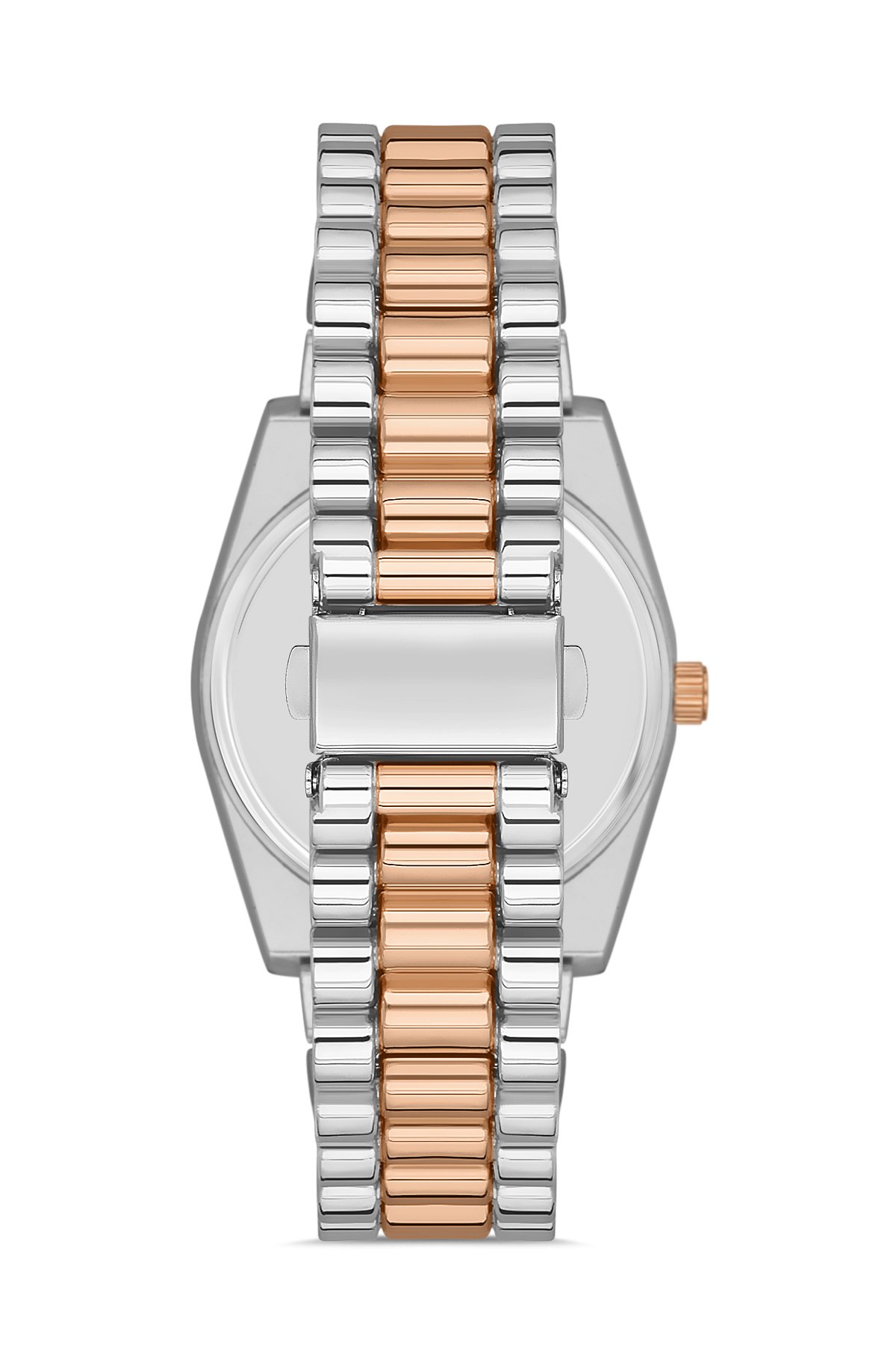 POLO55 Zirkon Taşlı Takvim Göstergeli Unisex Metal Kordon Kol Saati PLUM003R008