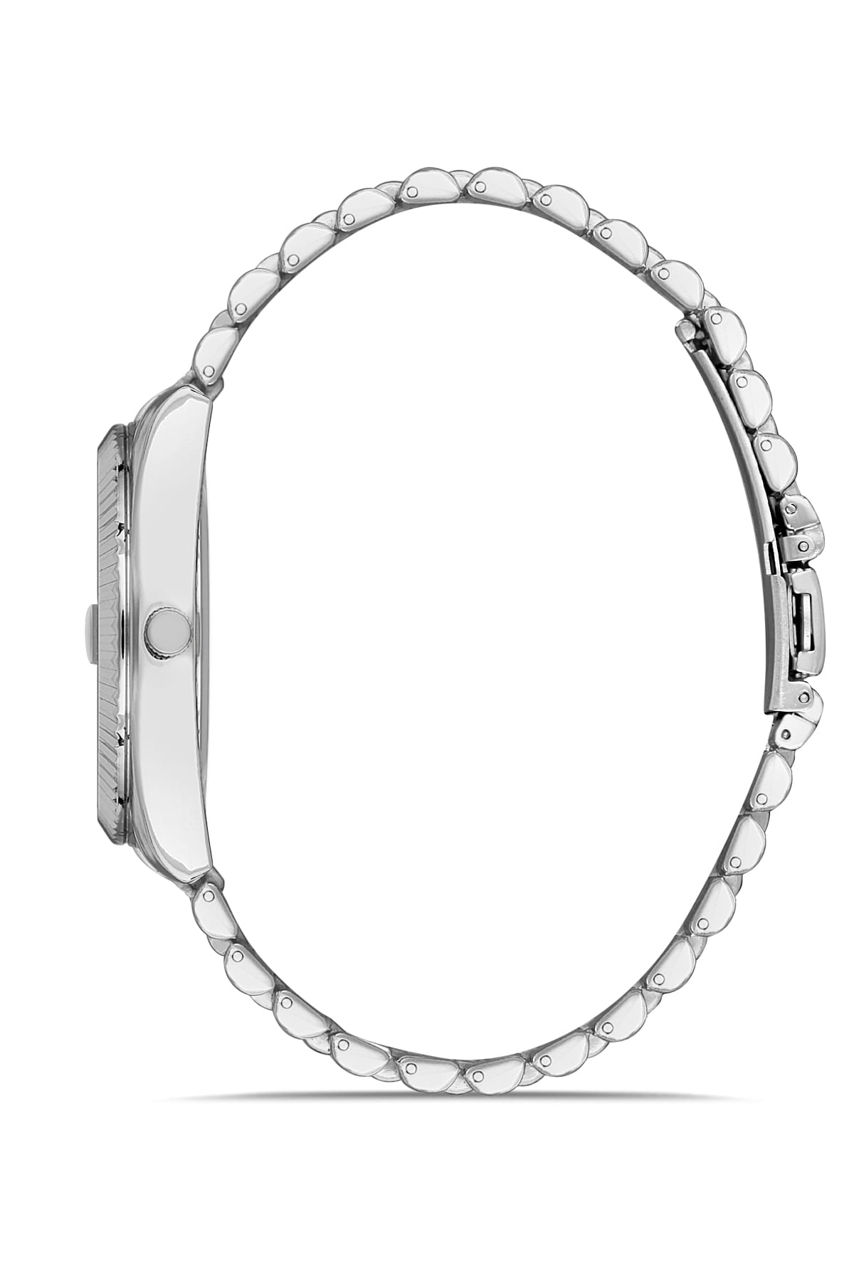 POLO55 Zirkon Taşlı Takvim Göstergeli Unisex Metal Kordon Kol Saati PLUM003R005