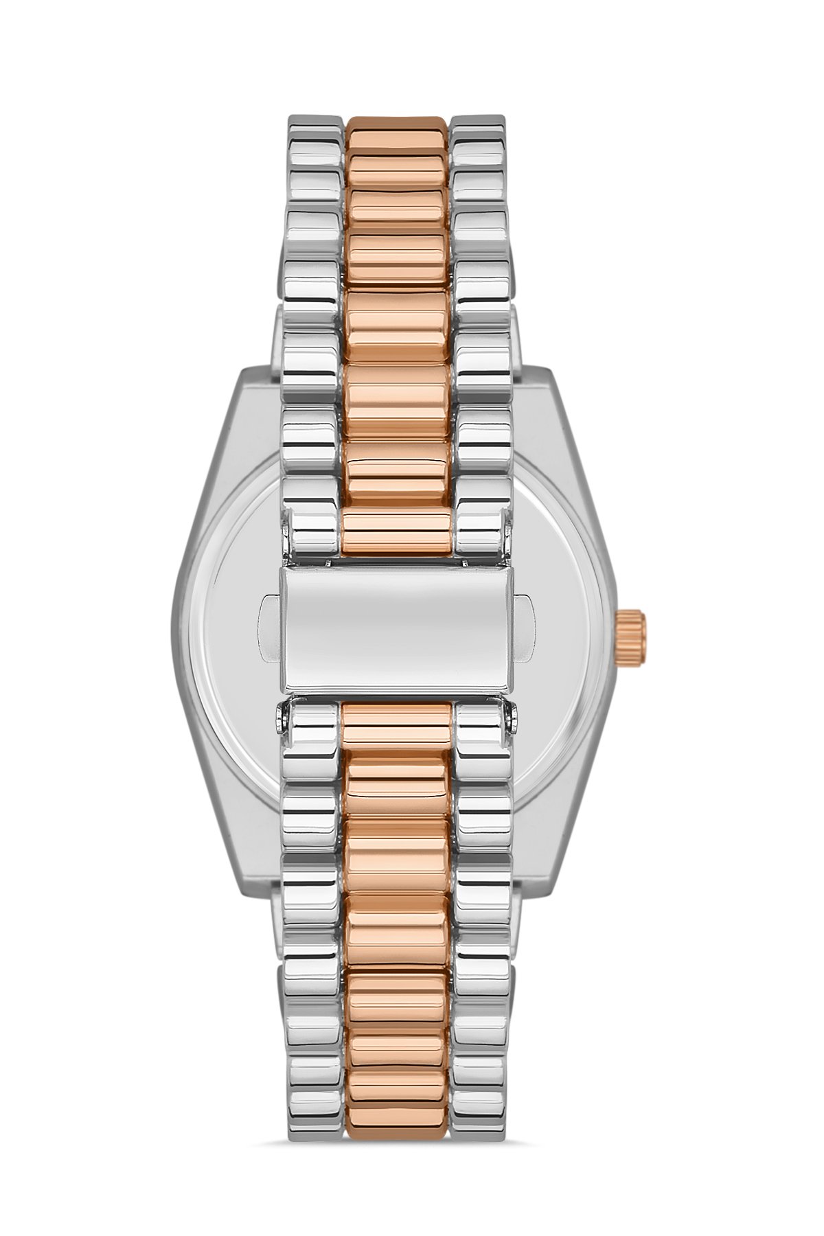 POLO55 Zirkon Taşlı Takvim Göstergeli Unisex Metal Kordon Kol Saati PLUM003R010