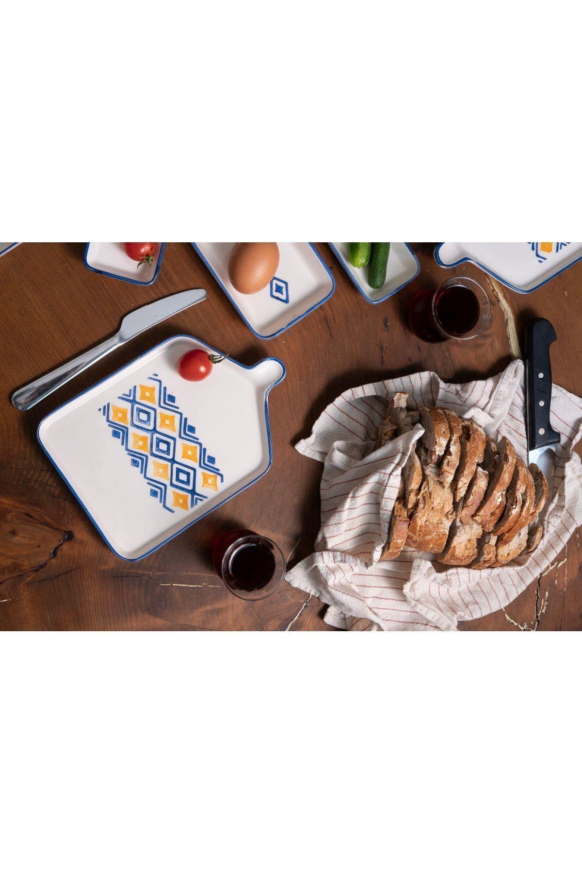 Polo55.Sport.1855 Home Marmaris Desenli Stackable 6 Kişilik Kahvaltı Tabak Seti