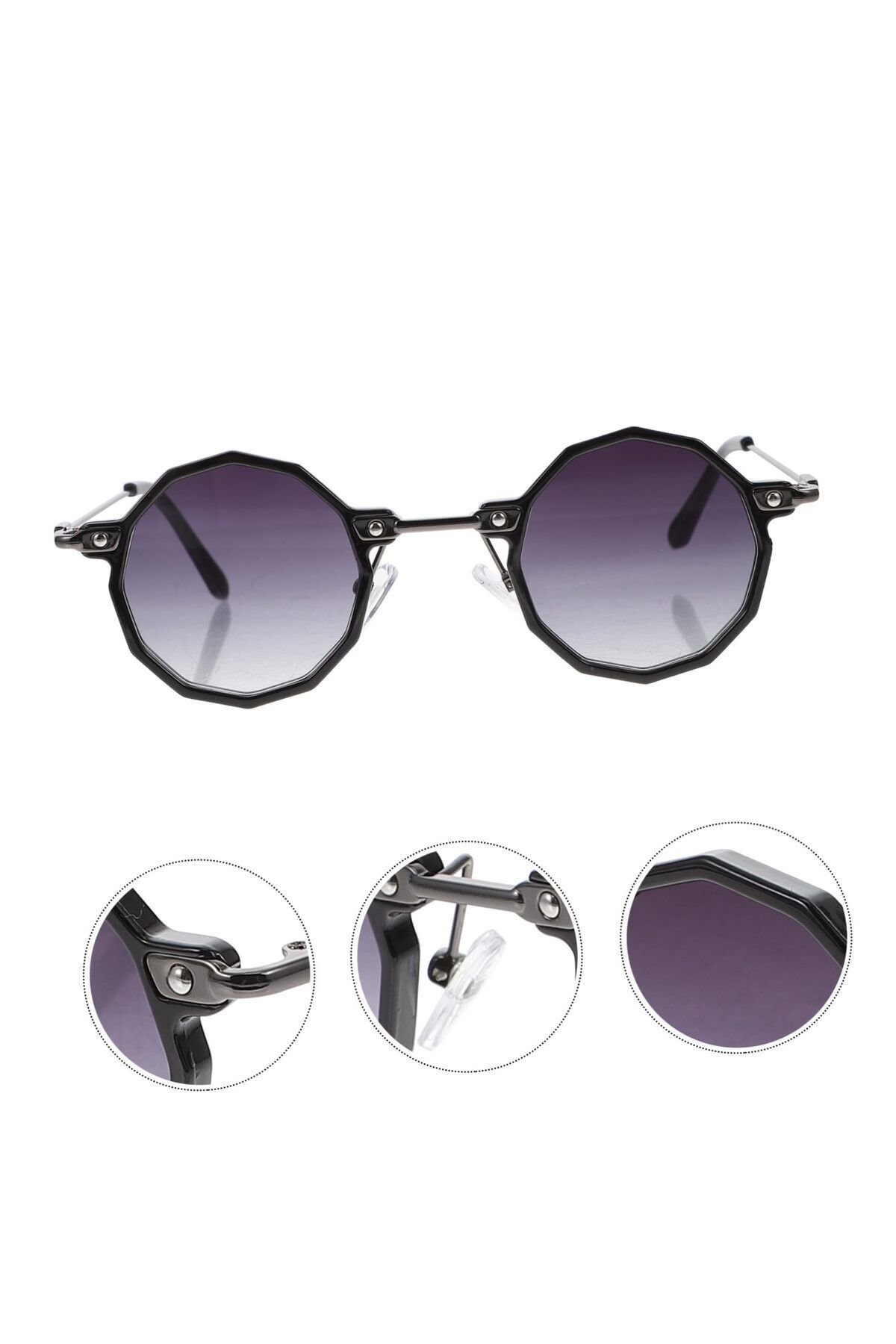 Punk-Retro Poligon Yuvarlak Geometrik Unisex Güneş Gözlüğü