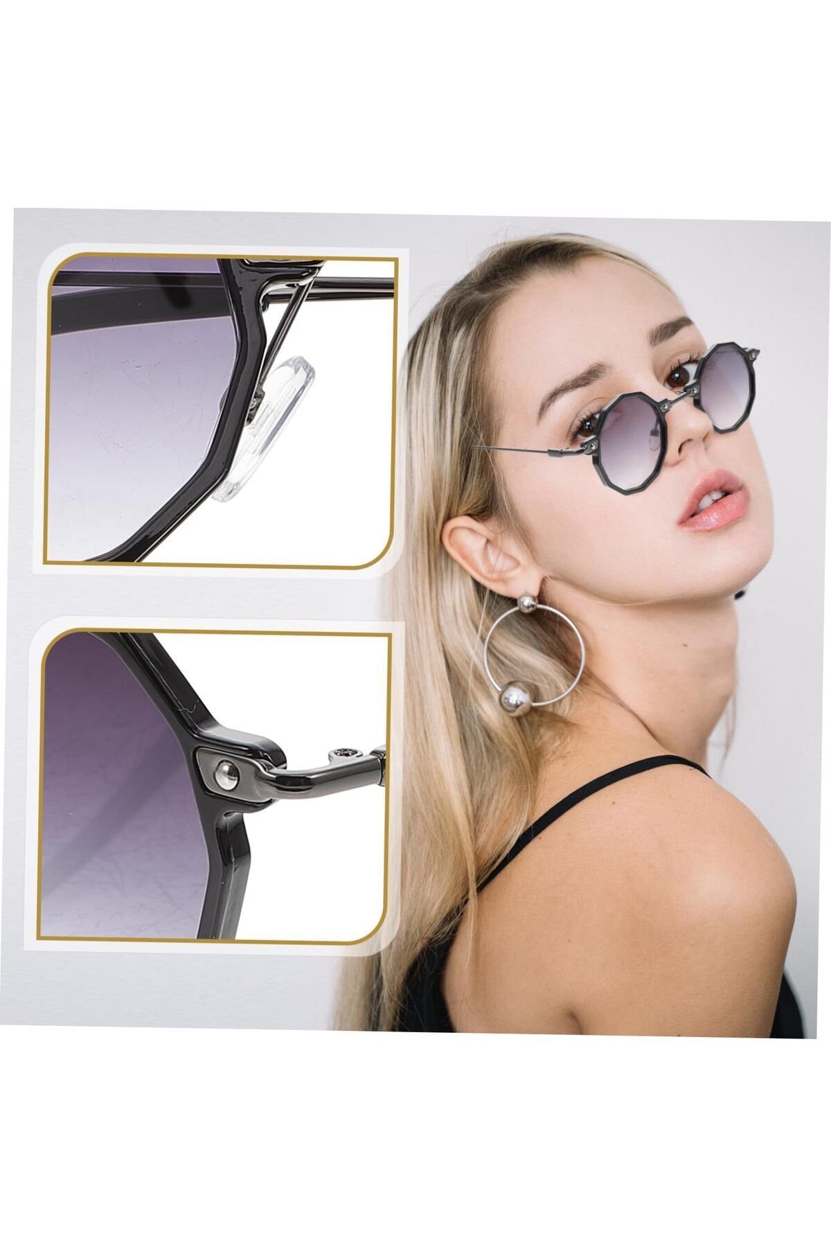 Punk-Retro Poligon Yuvarlak Geometrik Unisex Güneş Gözlüğü