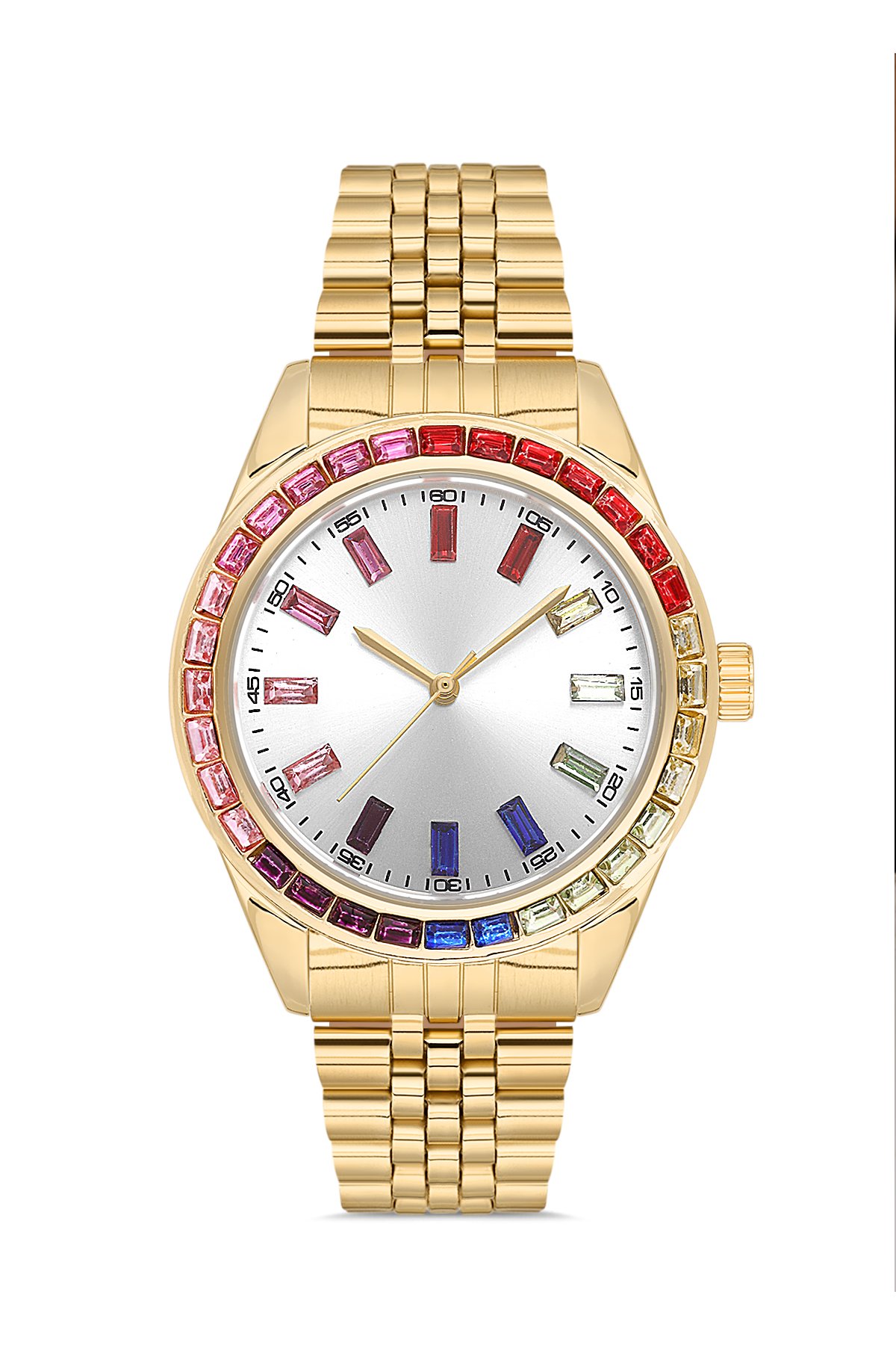Renkli Tasarım Taşlı Kadın Kol Saati