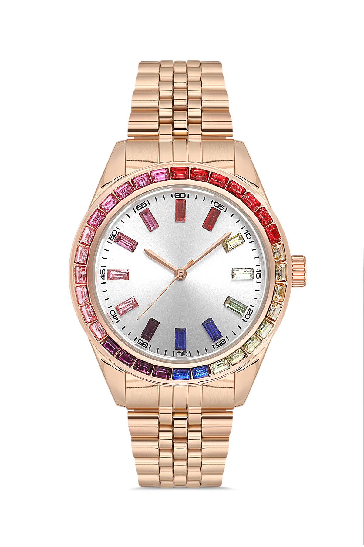 Renkli Tasarım Taşlı Kadın Kol Saati