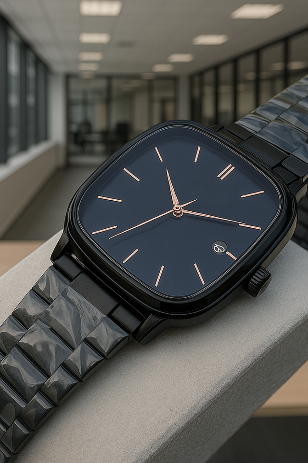 Rose Siyah Takvimli Erkek Kol Saati