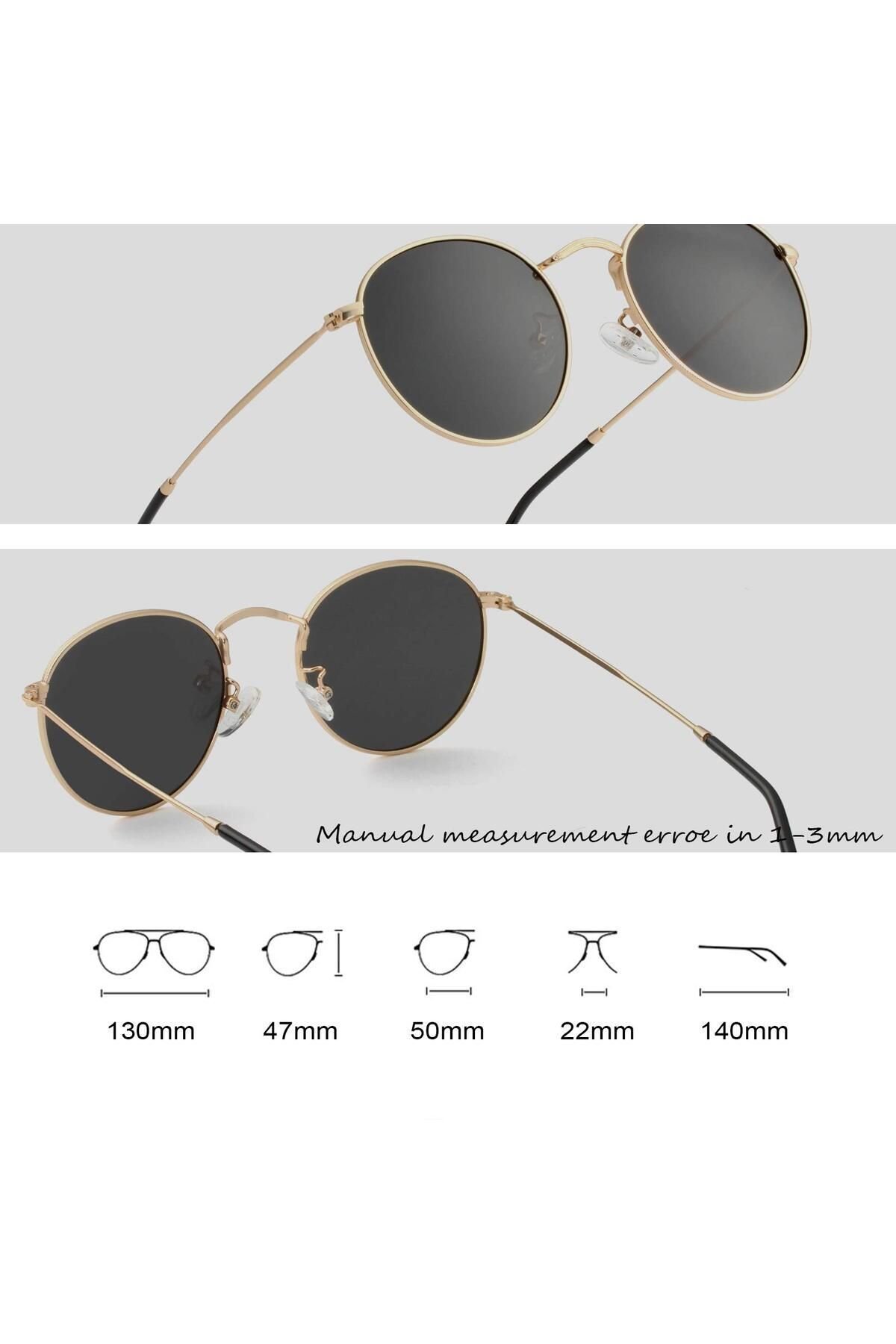 Round Metal Gold-Siyah Yuvarlak Erkek Güneş Gözlüğü
