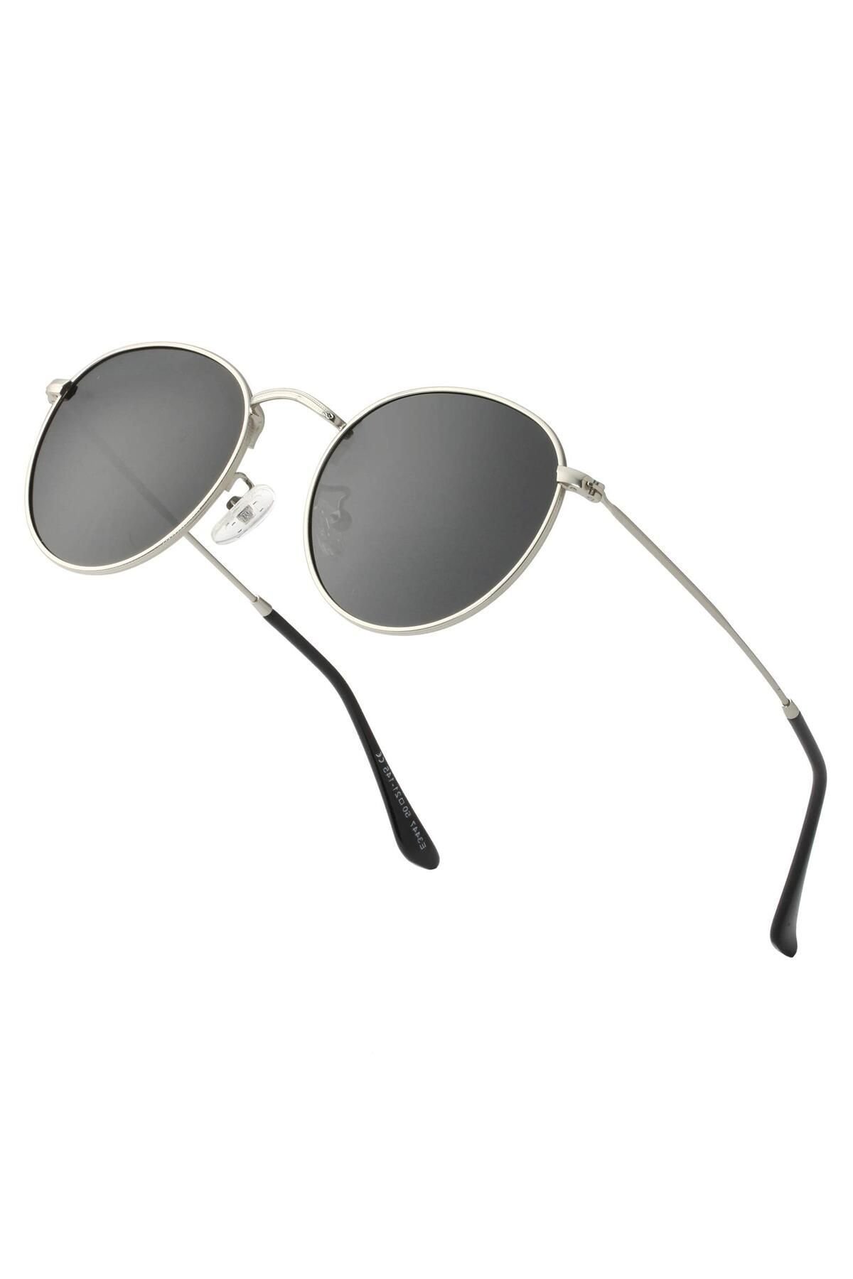 Round Metal Rose-Siyah Yuvarlak Erkek Güneş Gözlüğü